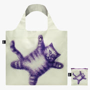 Loqi Bag 'Armando Veve Flying Purr-ple Cat' – Einkaufstasche Aus Recyceltem Material, 50x42 Cm, Wasserabweisend
