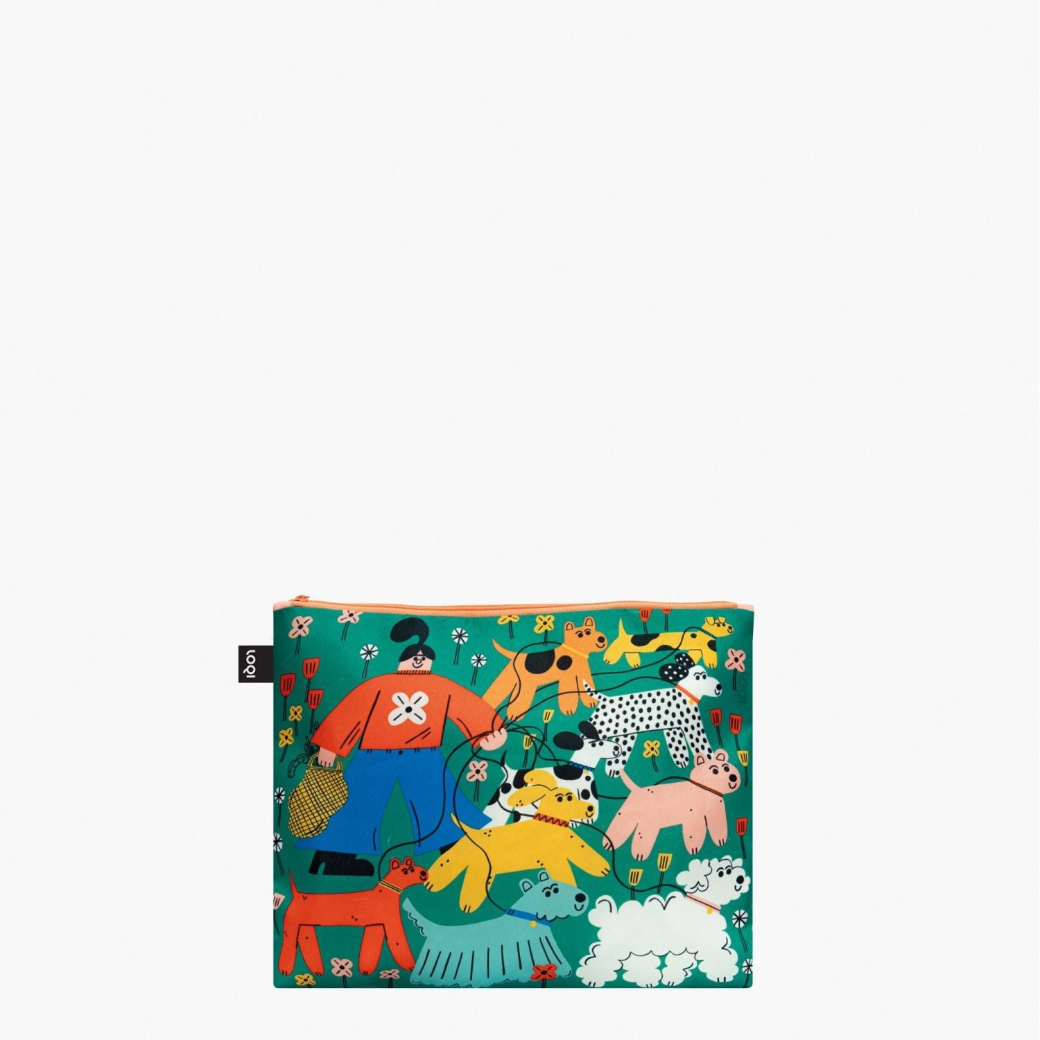 LOQI Artist Zip Pocket - Tess Smith-Roberts - Bad Bananas & Dog Walking Recycled Zip Pockets