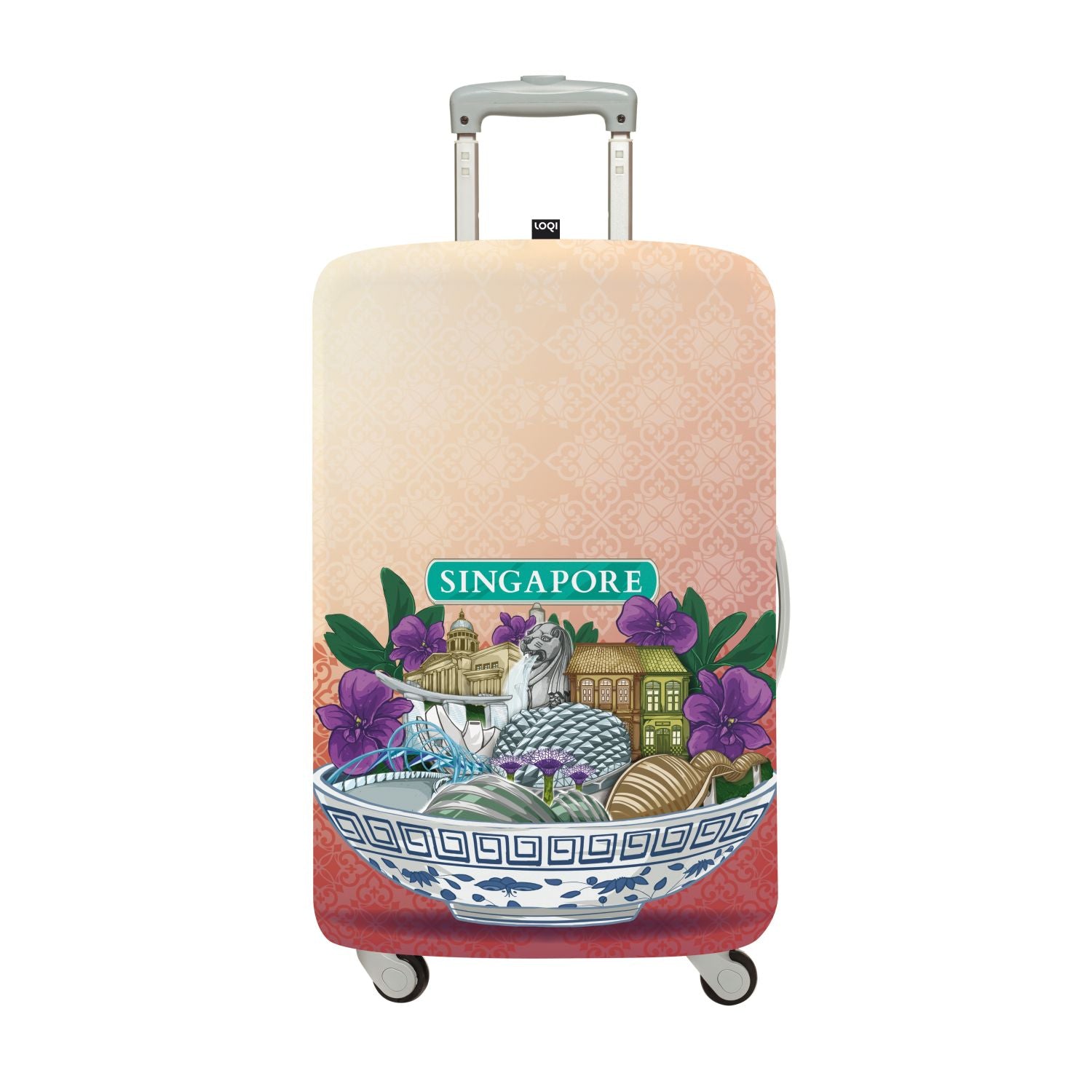 LOQI Urban Large Luggage Cover - Sights of Singapore (27" - 30")