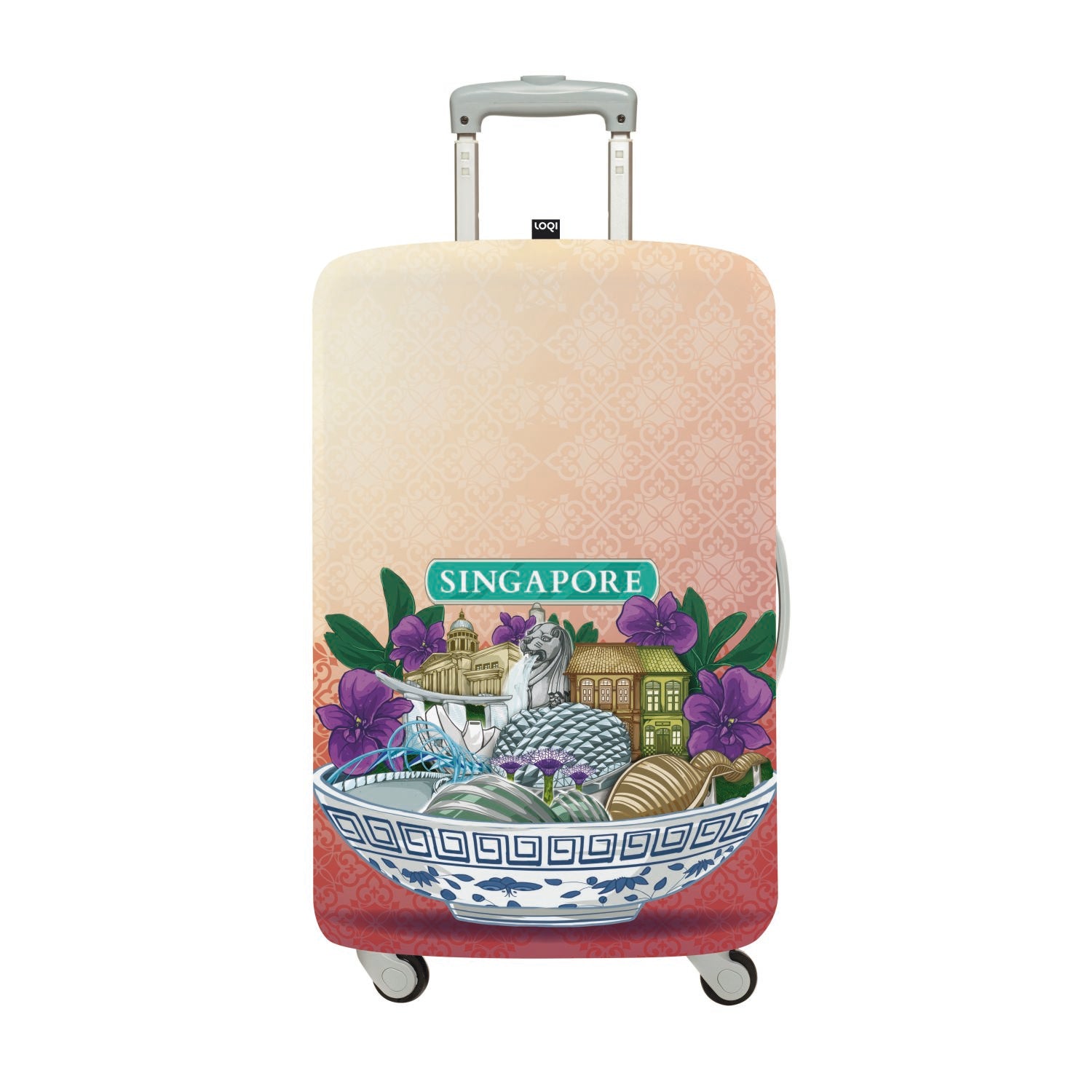 LOQI Urban Medium Luggage Cover - Sights of Singapore (23" - 26")