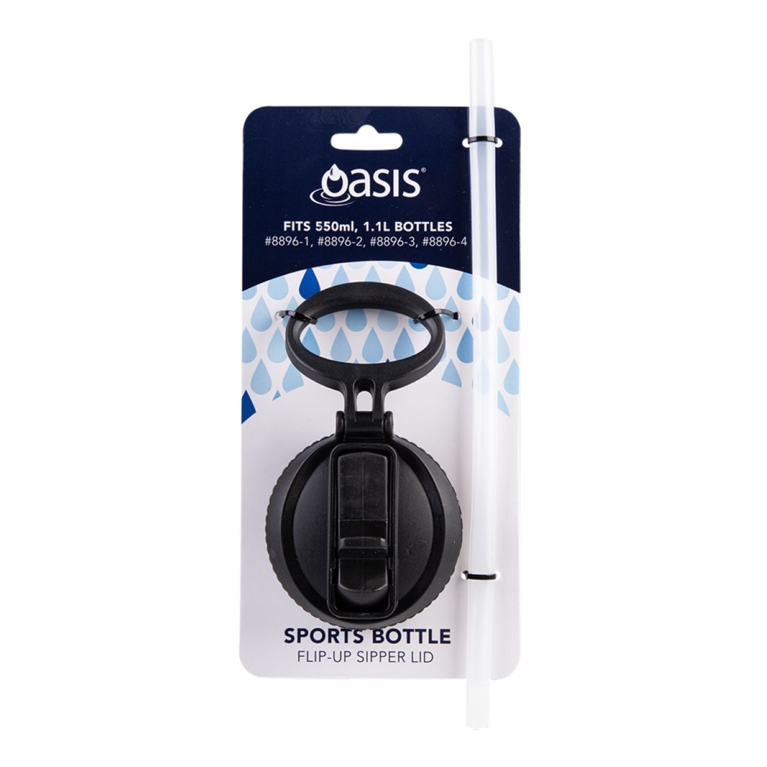 Oasis Bottle Sipper Cap wtih Straw for Insulated Sports Water Bottle with Screw Cap 550ml/780ml/1.1L - Black