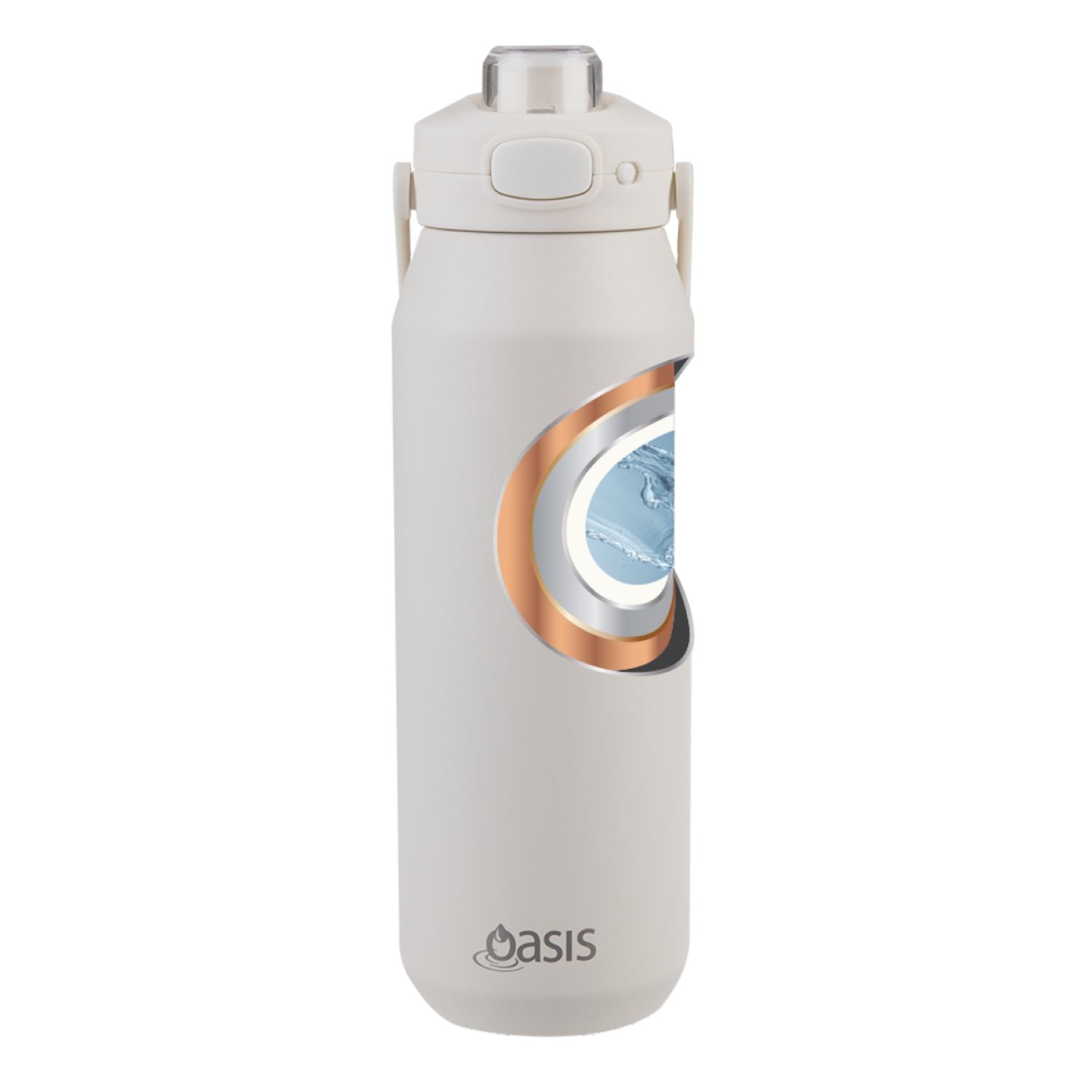 Oasis Ceramic Stainless Steel Triple Wall Capri Quick Release Drink Bottle 1L - Alabaster