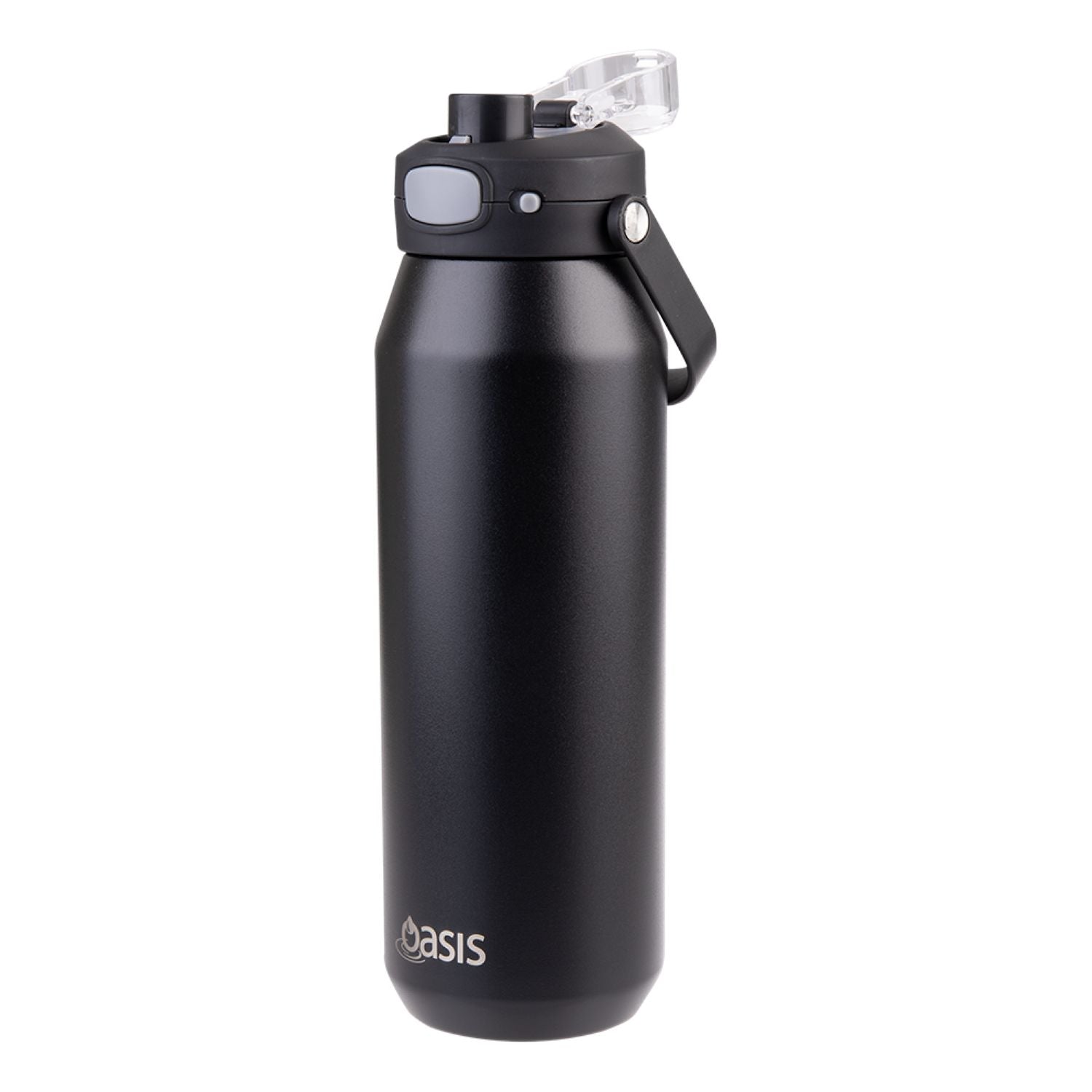 Oasis Ceramic Stainless Steel Triple Wall Capri Quick Release Drink Bottle 1L - Black