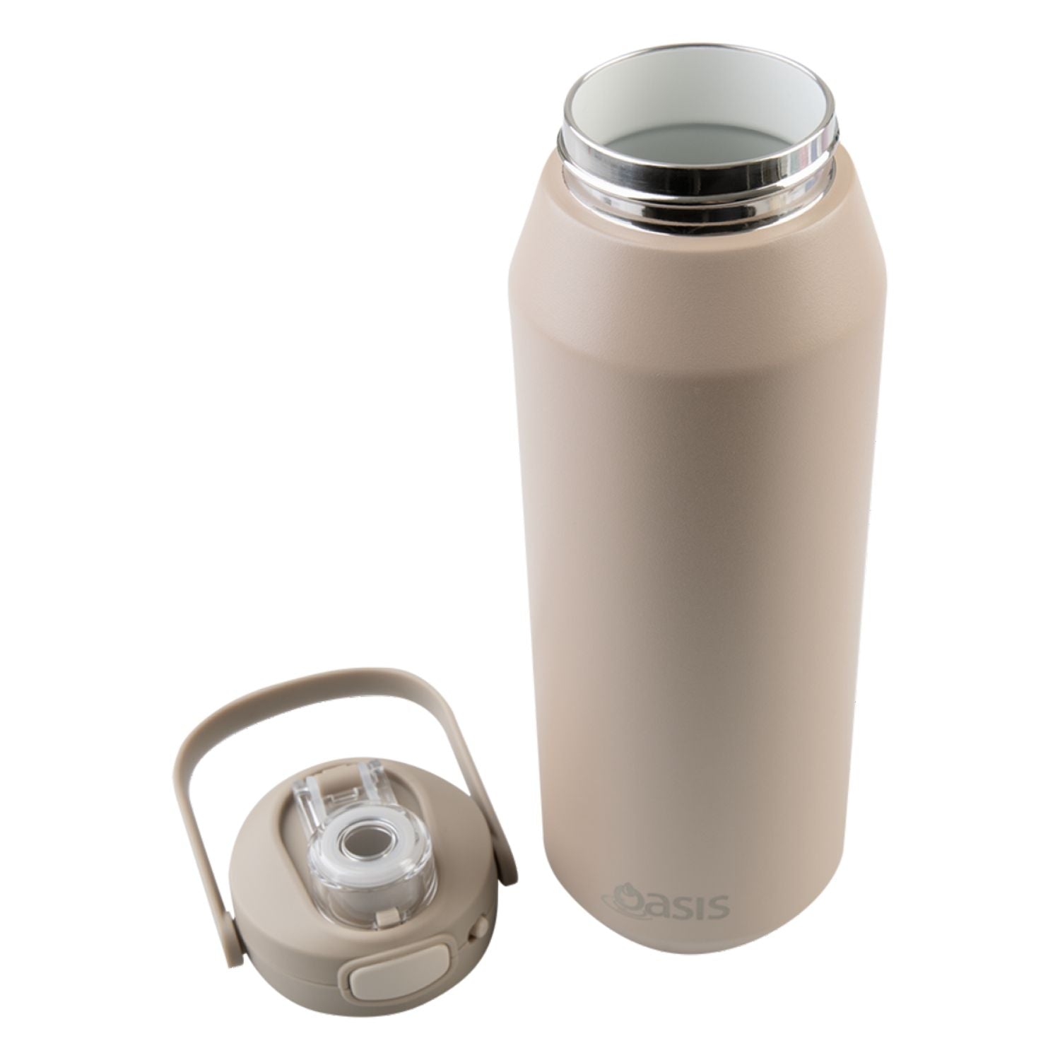 Oasis Ceramic Stainless Steel Triple Wall Capri Quick Release Drink Bottle 1L - Latte