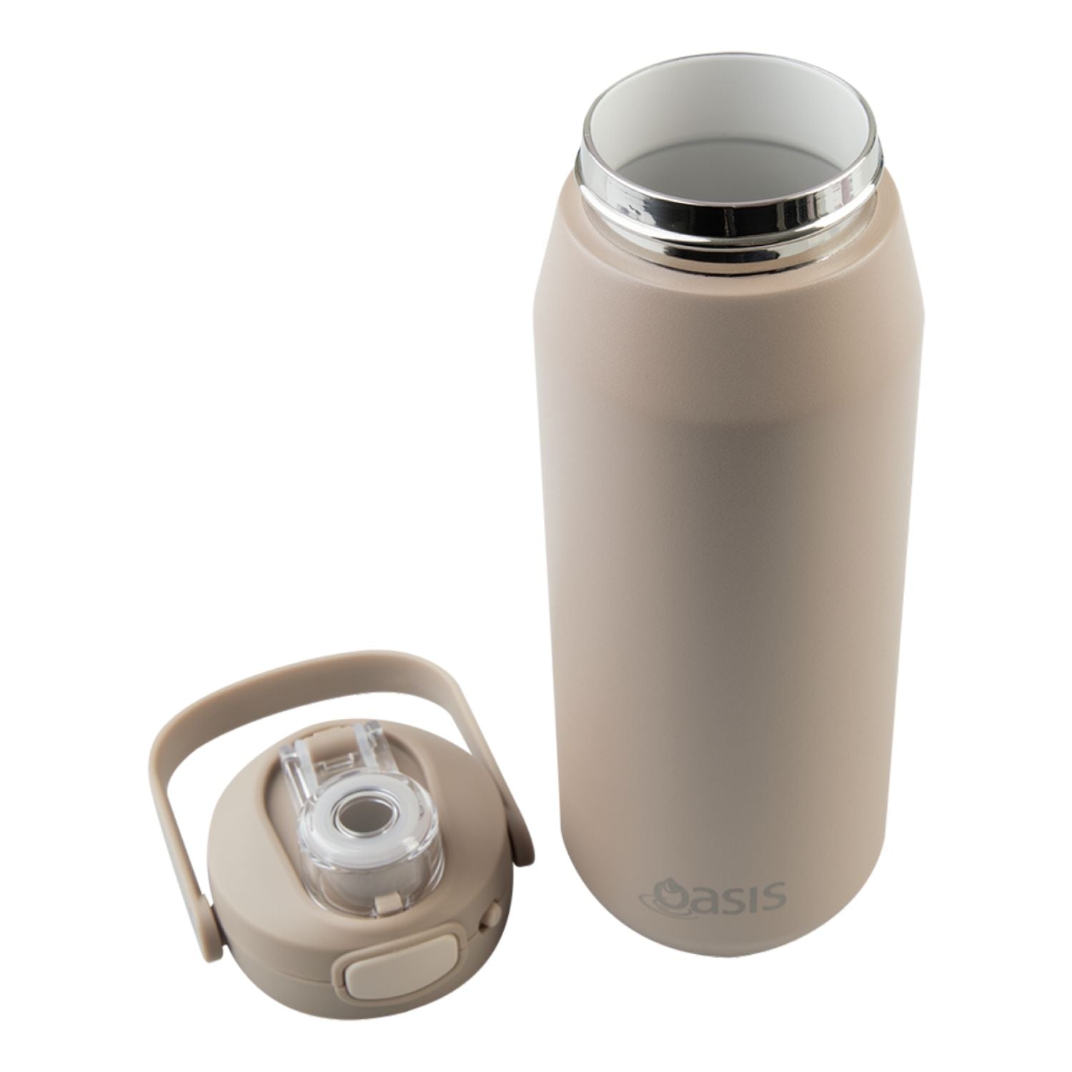 Oasis Ceramic Stainless Steel Triple Wall Capri Quick Release Drink Bottle 750ML - Latte