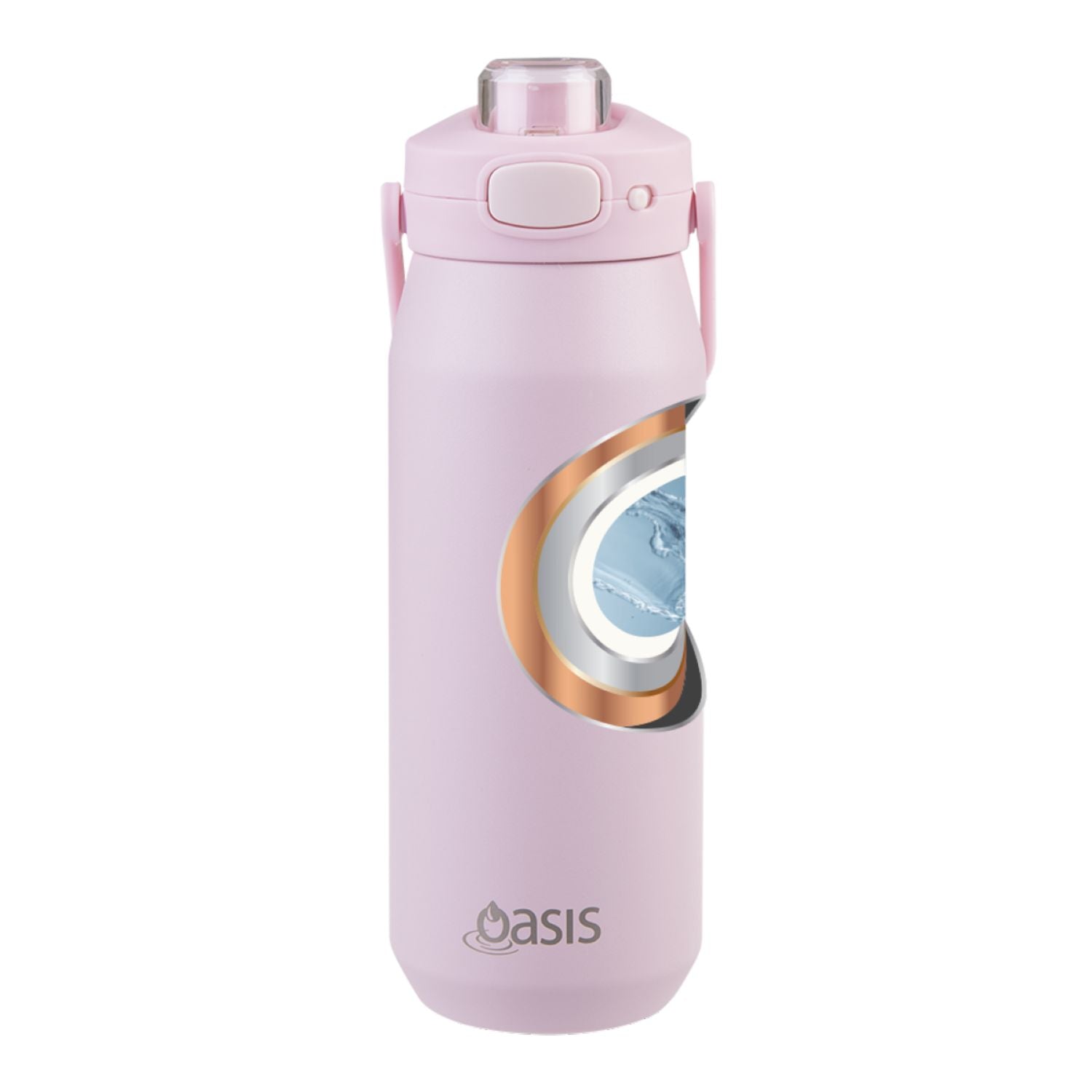 Oasis Ceramic Stainless Steel Triple Wall Capri Quick Release Drink Bottle 750ML - Pink Lemonade
