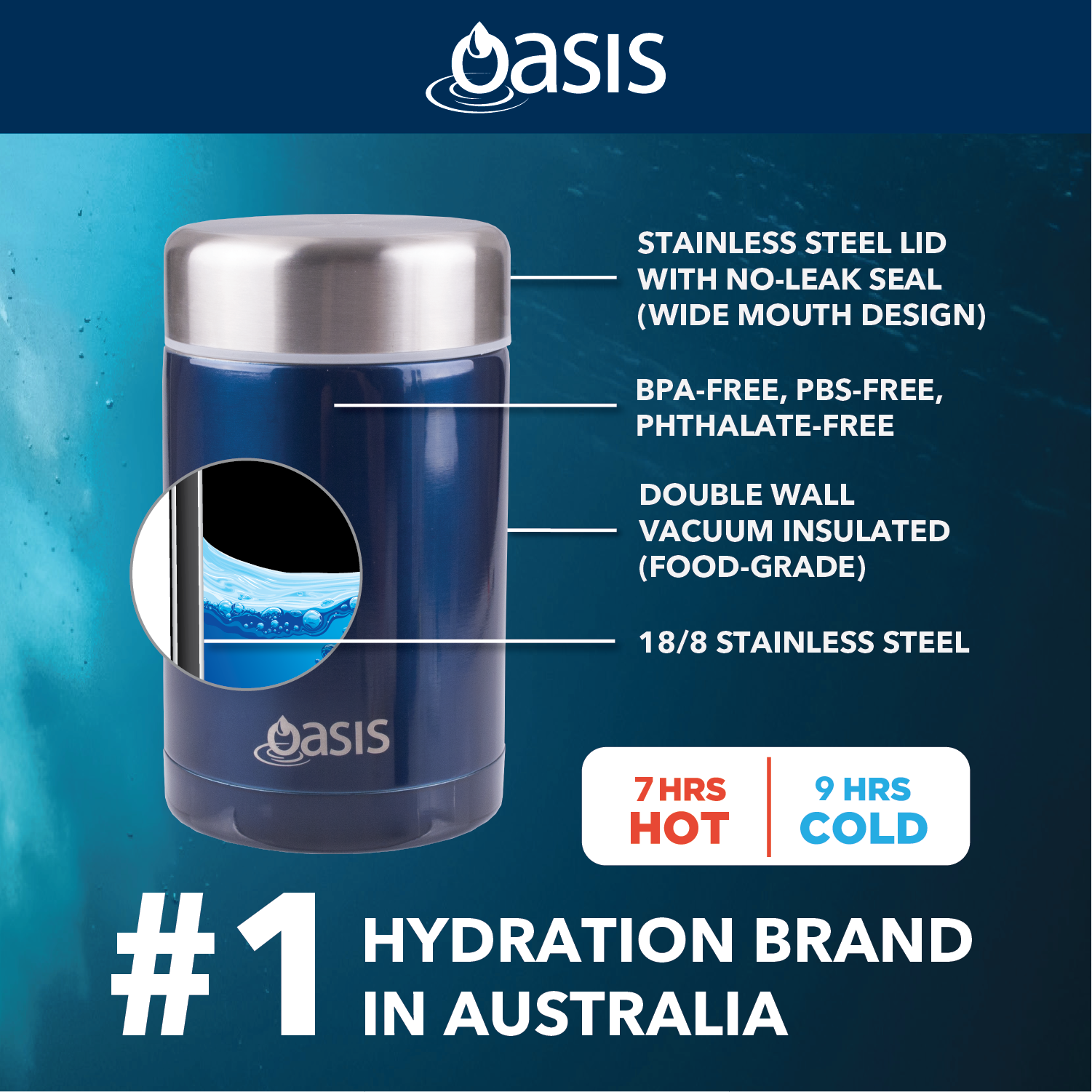 Oasis Stainless Steel Insulated Food Flask 450ML - Silver