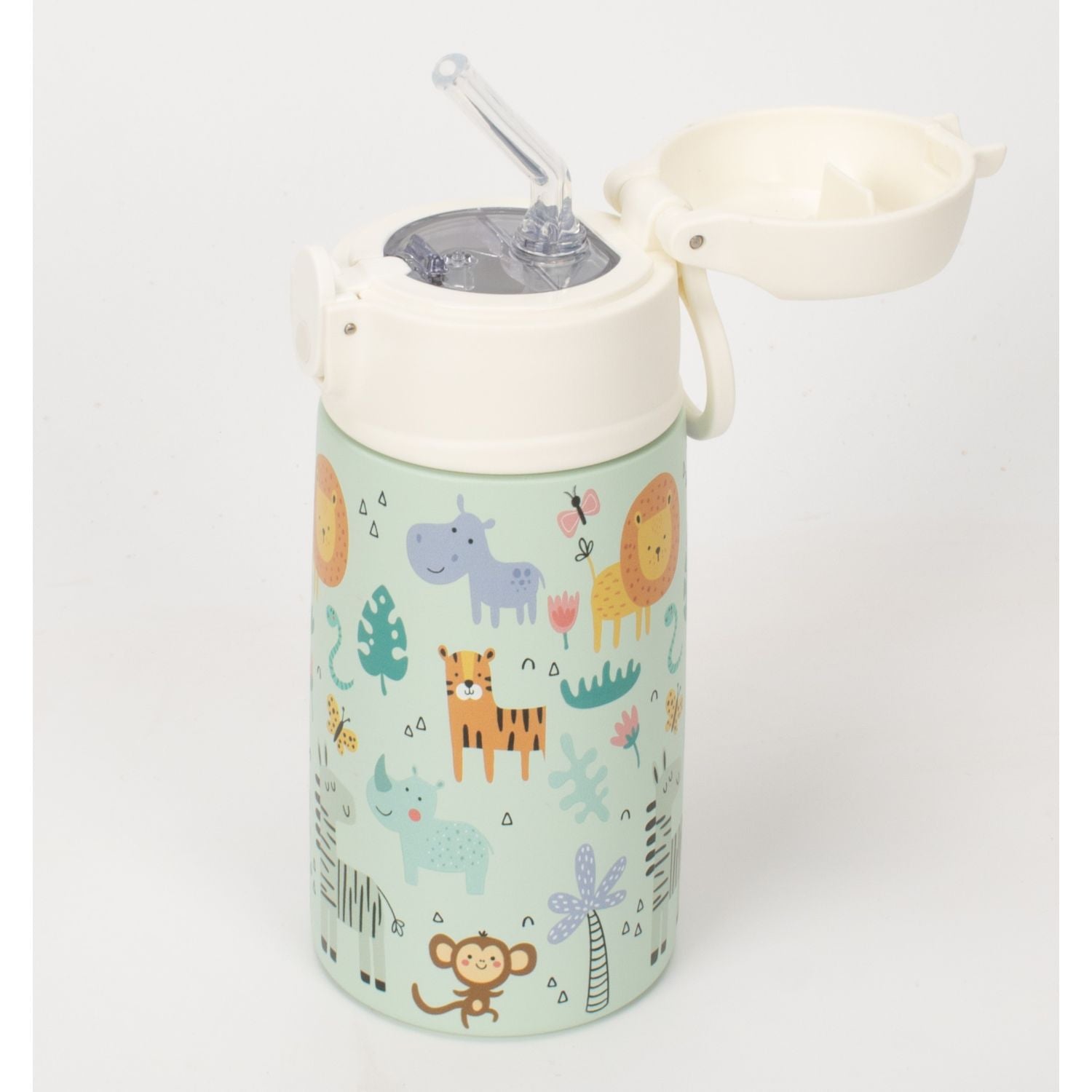 Oasis Kids Water Bottle with Sipper Silicone Straw 400ML - Wildlife Wonders