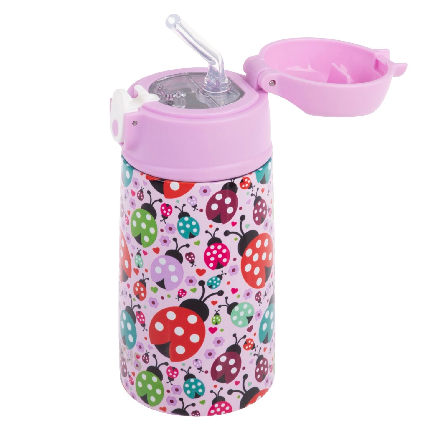 Oasis Kids' Drink Bottle with Sipper Silicone Straw 400ML - Lovely Ladybugs