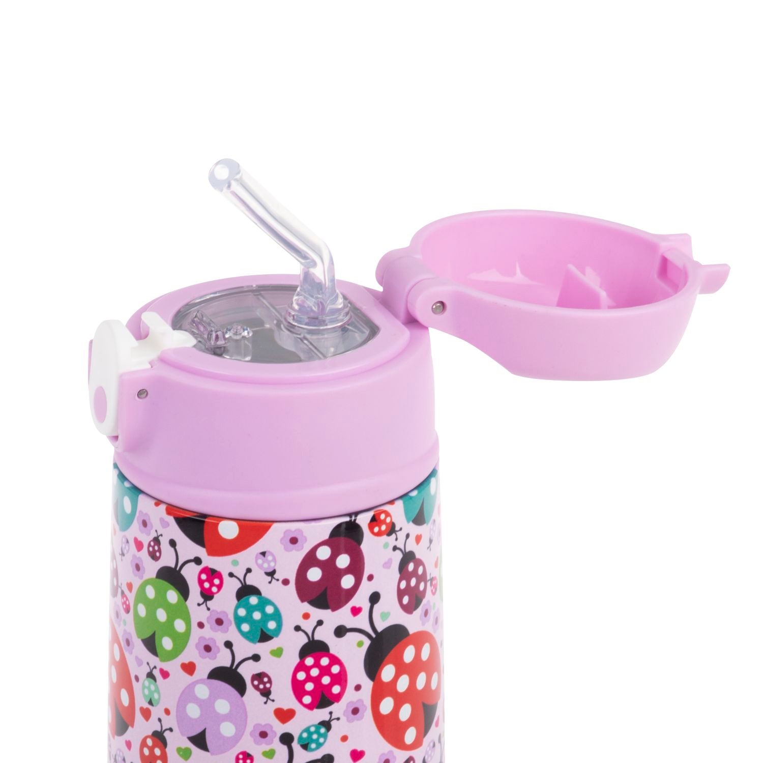 Oasis Kids' Drink Bottle with Sipper Silicone Straw 400ML - Lovely Ladybugs