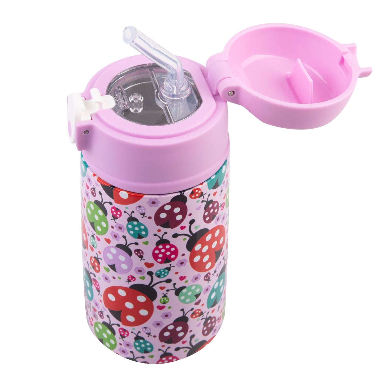 Oasis Kids' Drink Bottle with Sipper Silicone Straw 400ML - Lovely Ladybugs