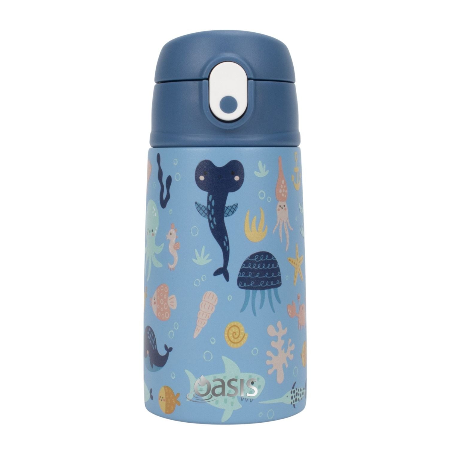 Oasis Kids Water Bottle with Sipper Silicone Straw 400ML - Marine Mania