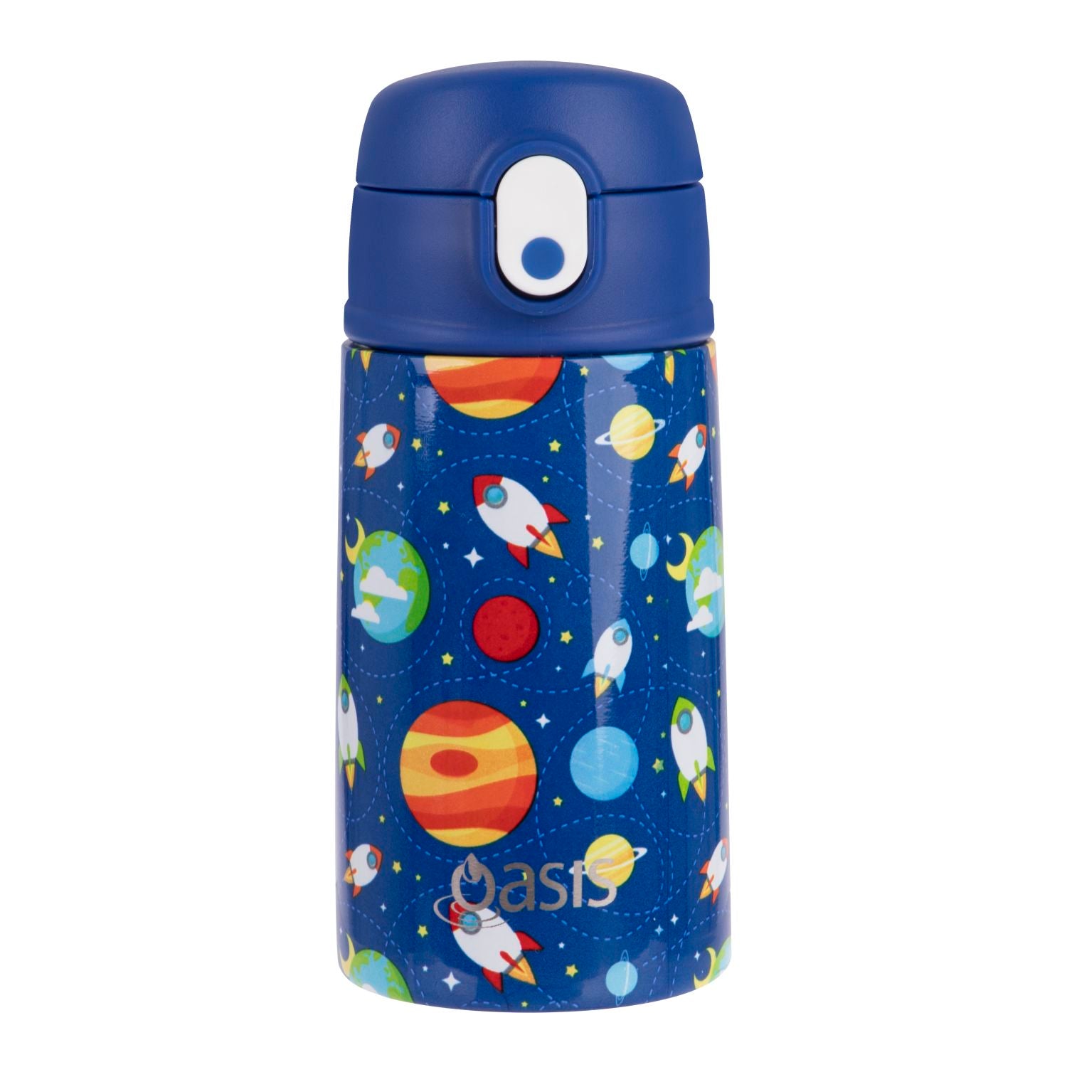 Oasis Kids' Drink Bottle with Sipper Silicone Straw 400ML - Outer Space