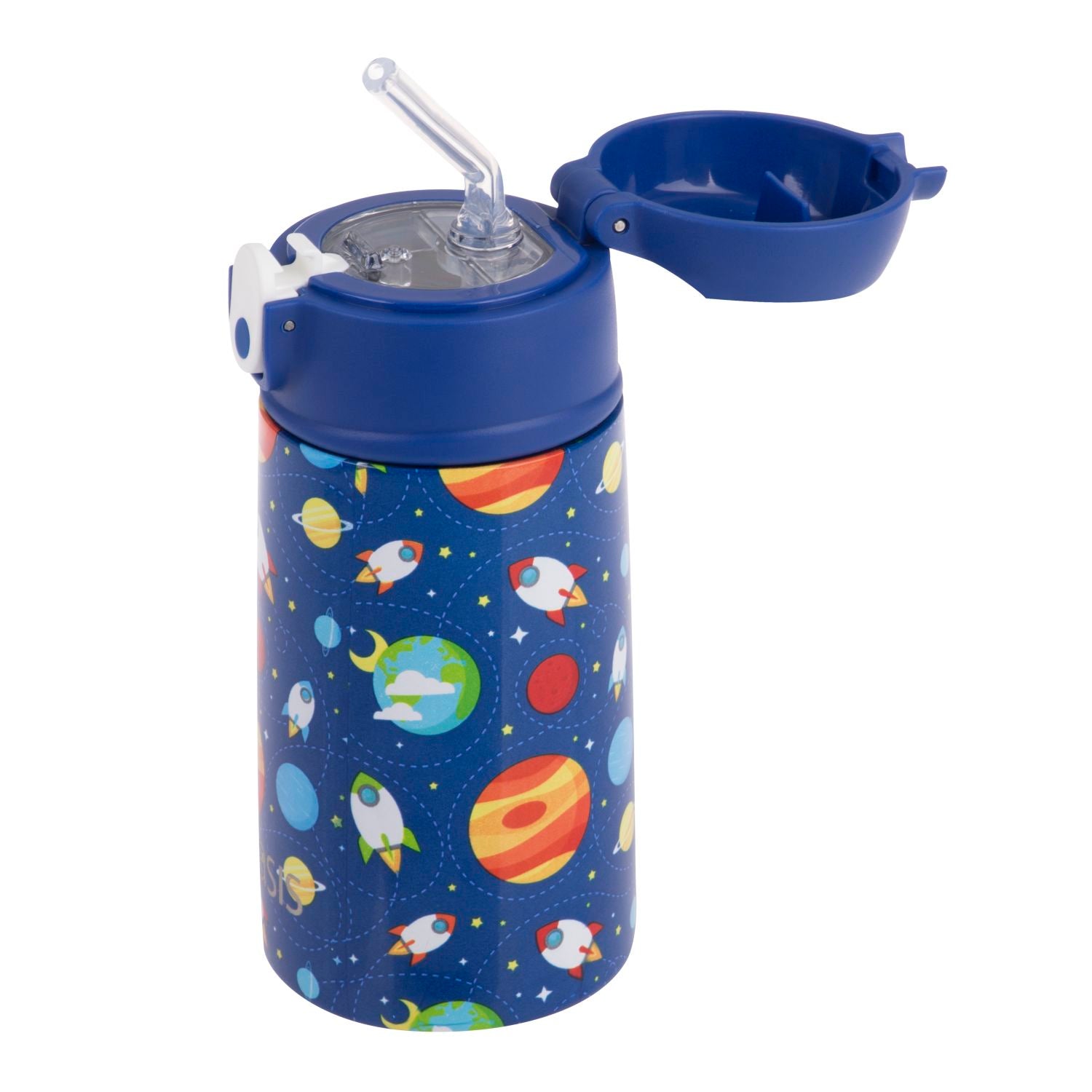 Oasis Kids' Drink Bottle with Sipper Silicone Straw 400ML - Outer Space