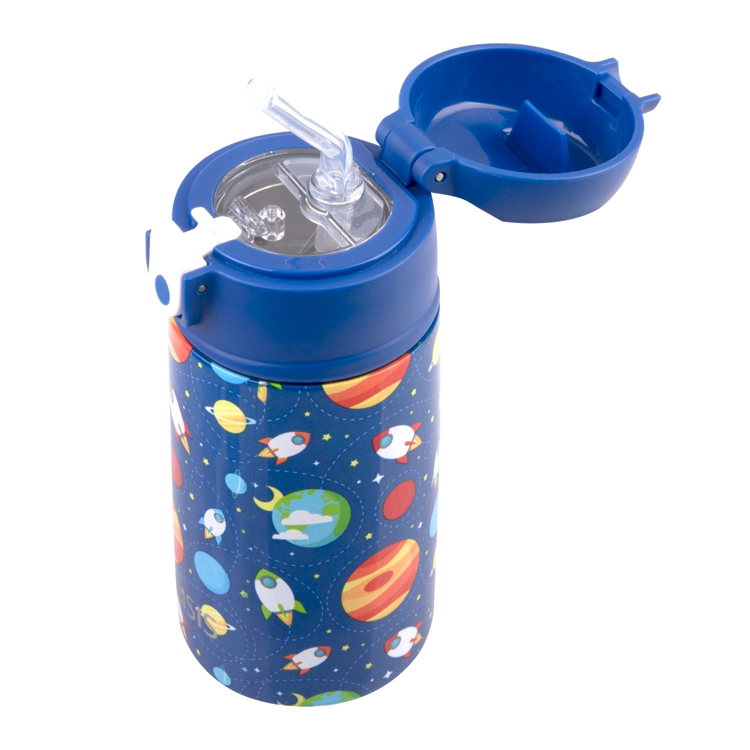Oasis Kids' Drink Bottle with Sipper Silicone Straw 400ML - Outer Space