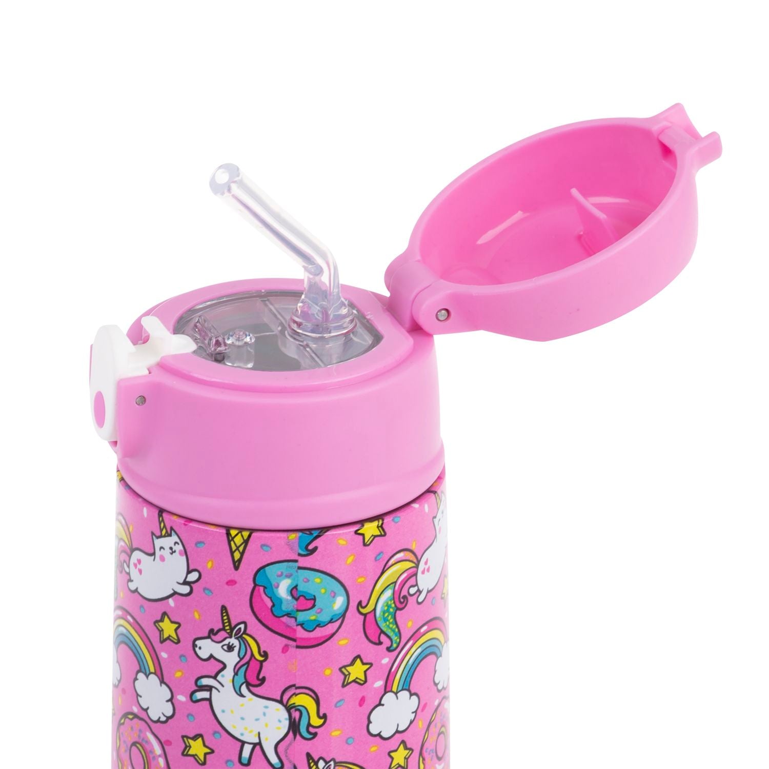 Oasis Kids' Drink Bottle with Sipper Silicone Straw 400ML - Unicorns