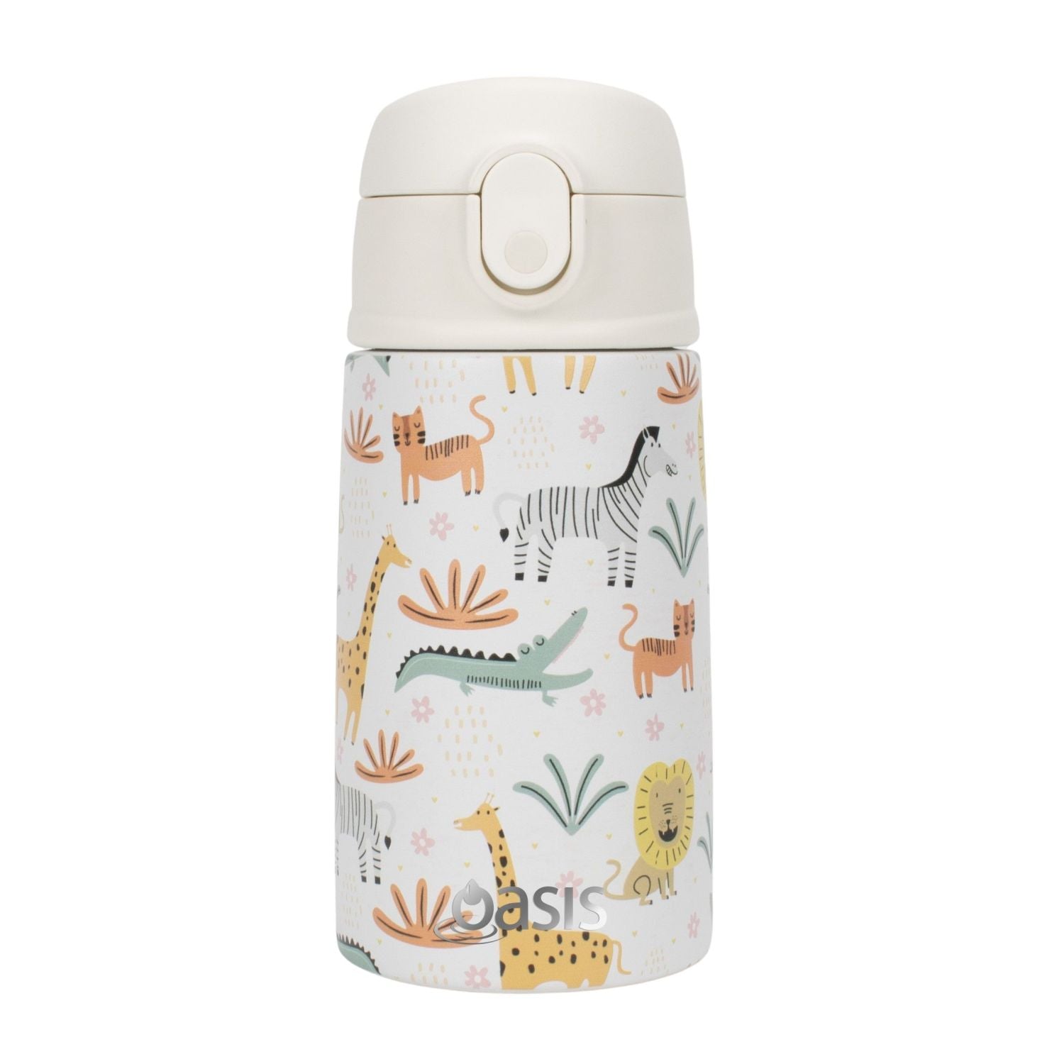 Oasis Kids Water Bottle with Sipper Silicone Straw 400ML - Jungle Friends