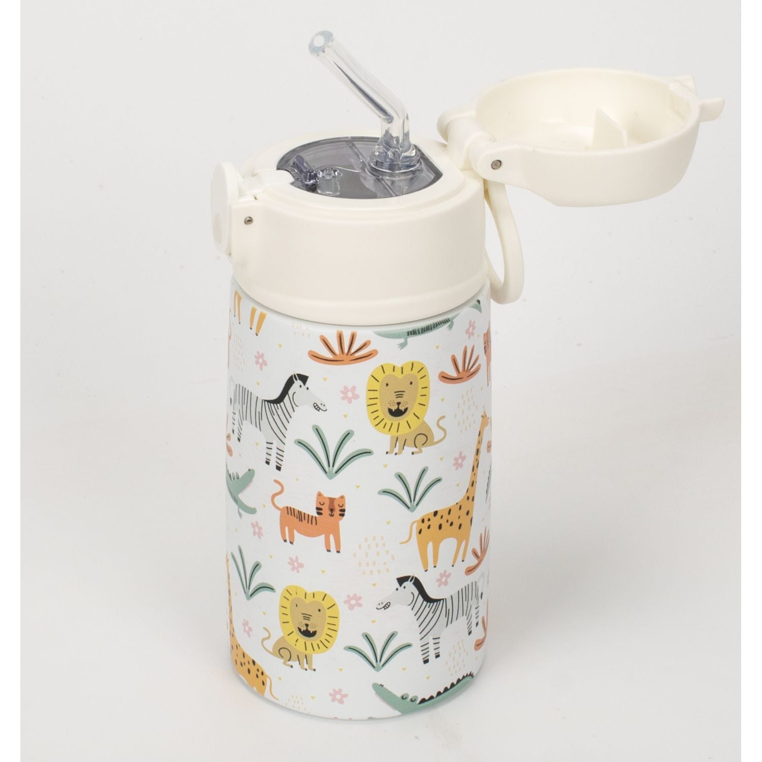 Oasis Kids Water Bottle with Sipper Silicone Straw 400ML - Jungle Friends