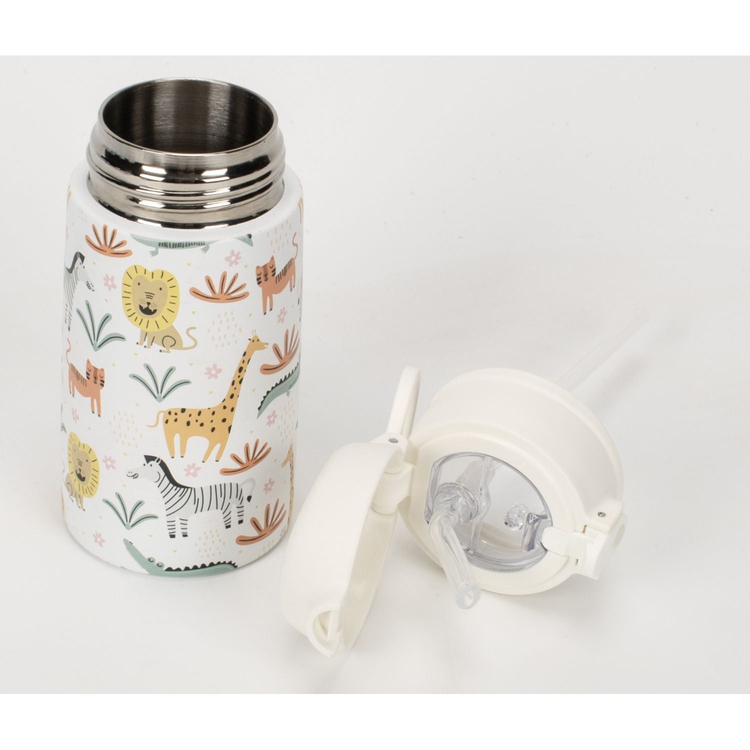 Oasis Kids Water Bottle with Sipper Silicone Straw 400ML - Jungle Friends