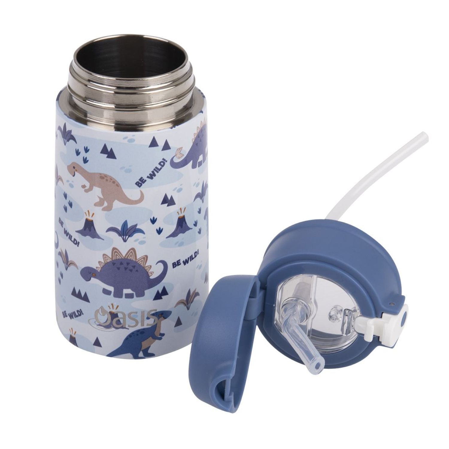 Oasis Kids' Drink Bottle with Sipper Silicone Straw 400ML - Dinosaur Land