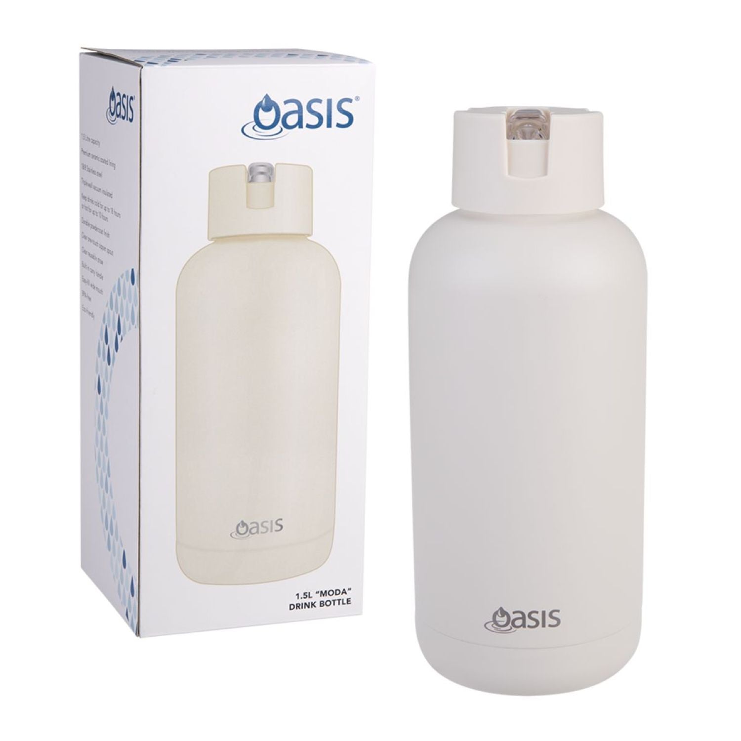 Oasis Stainless Steel Insulated Ceramic Moda Bottle 1.5L - Alabaster