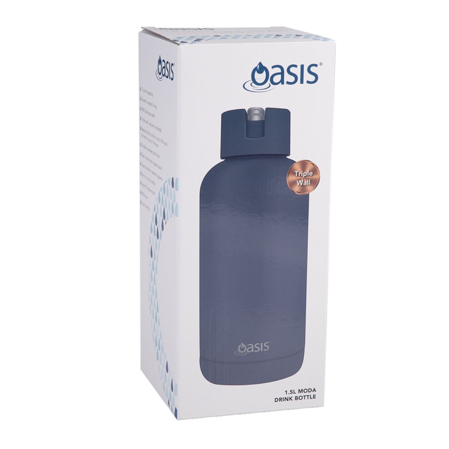 Oasis Stainless Steel Insulated Ceramic Moda Bottle 1.5L - Indigo