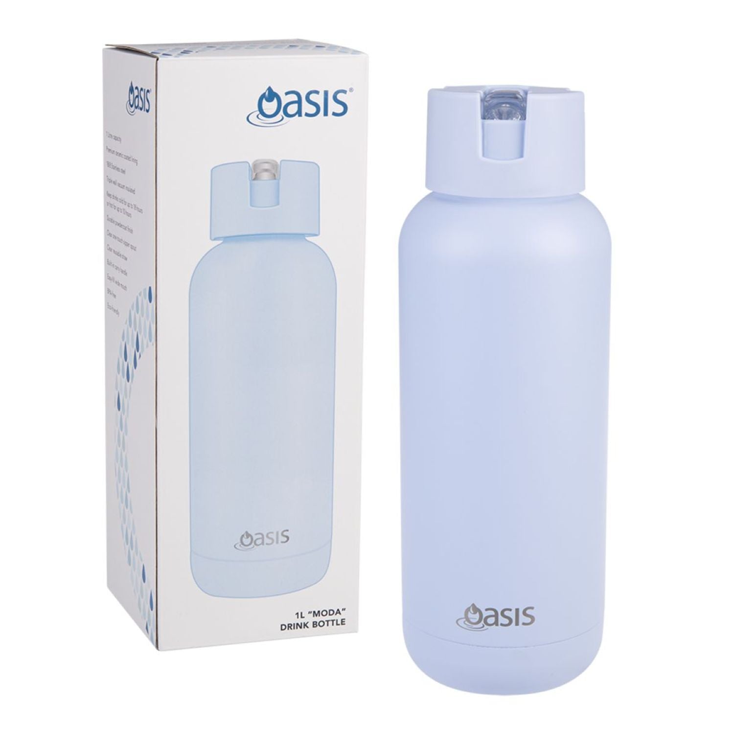 Oasis Stainless Steel Insulated Ceramic Moda Bottle 1L - Periwinkle