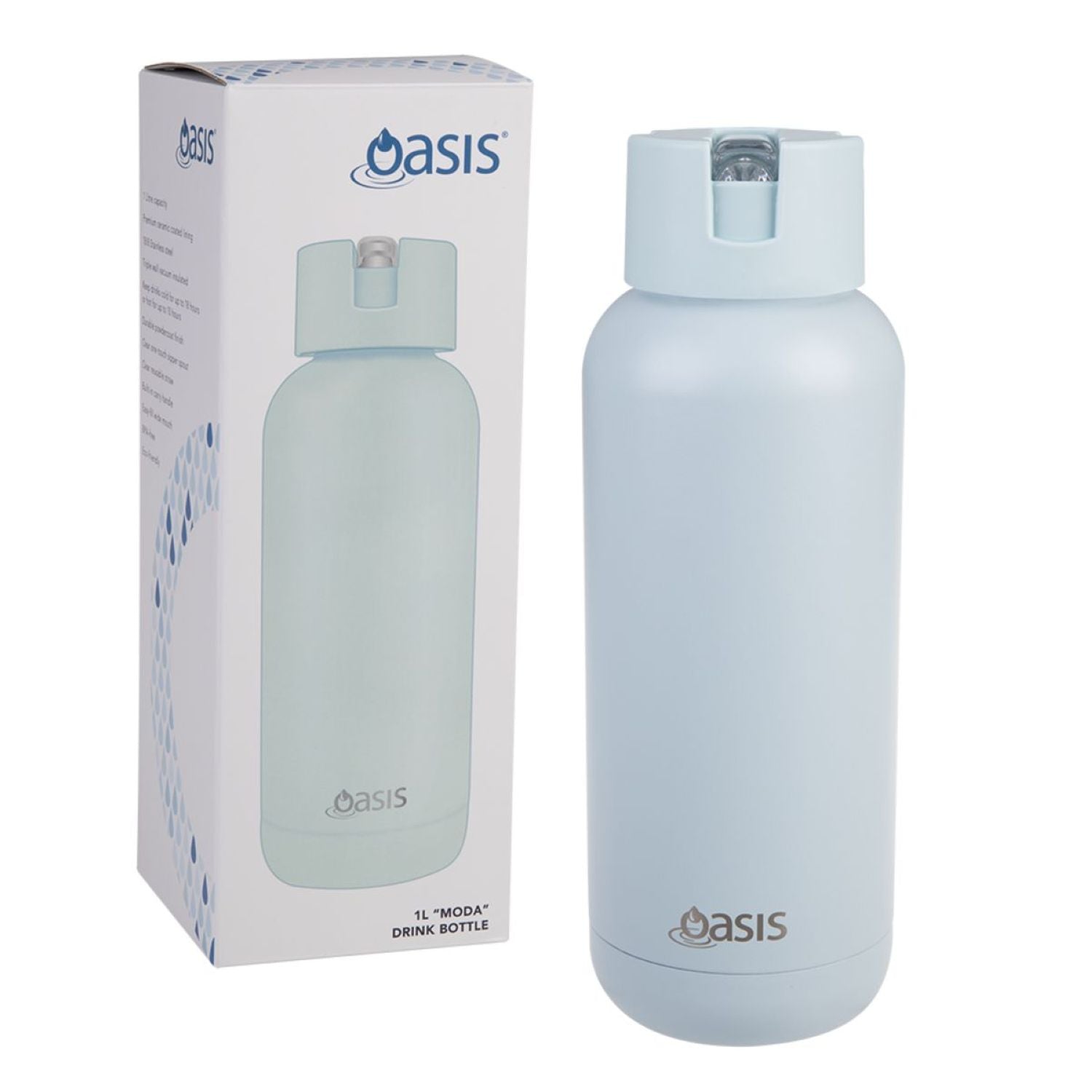 Oasis Stainless Steel Insulated Ceramic Moda Bottle 1L - Sea Mist
