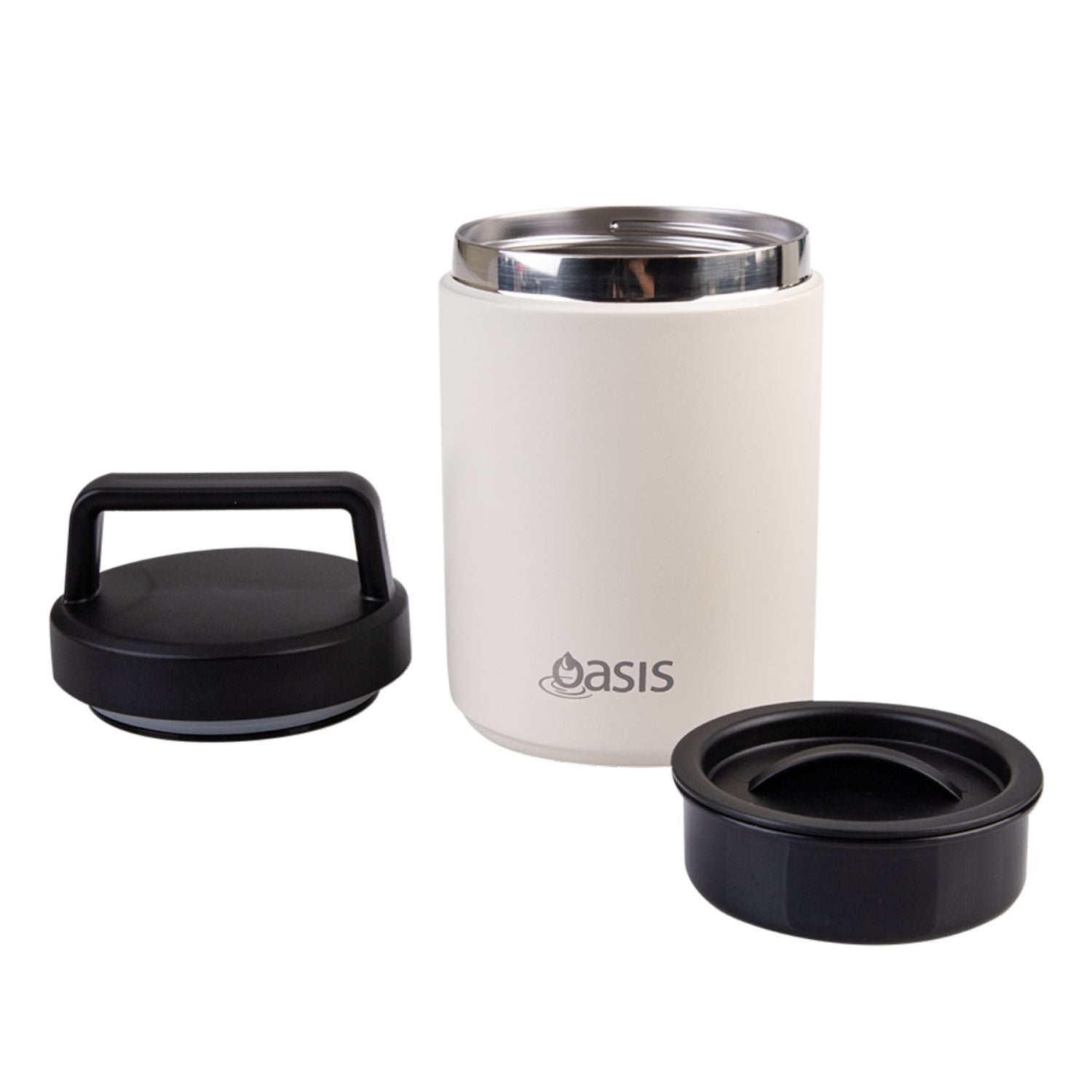 Oasis Stainless Steel Insulated Dual Compartment Food Flask with Handle 480ML - Alabaster