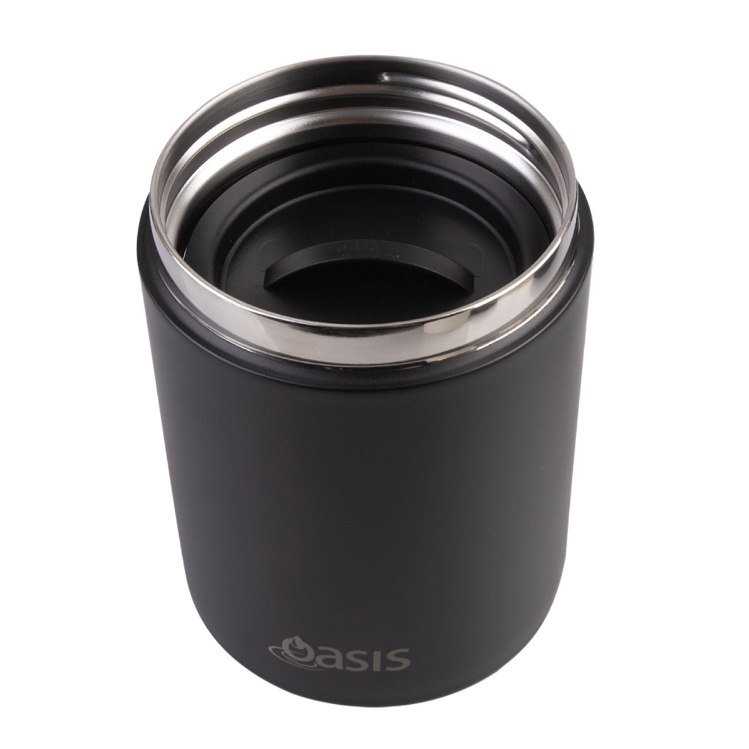 Oasis Stainless Steel Insulated Dual Compartment Food Flask with Handle 480ML - Black