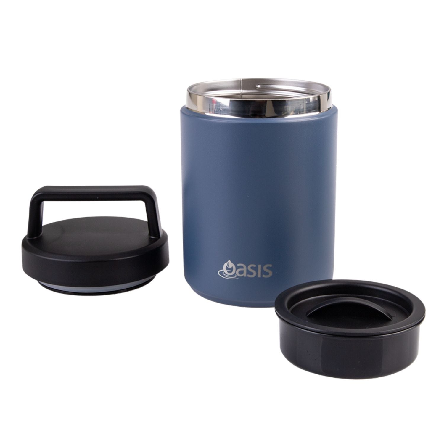 Oasis Stainless Steel Insulated Dual Compartment Food Flask with Handle 480ML - Indigo