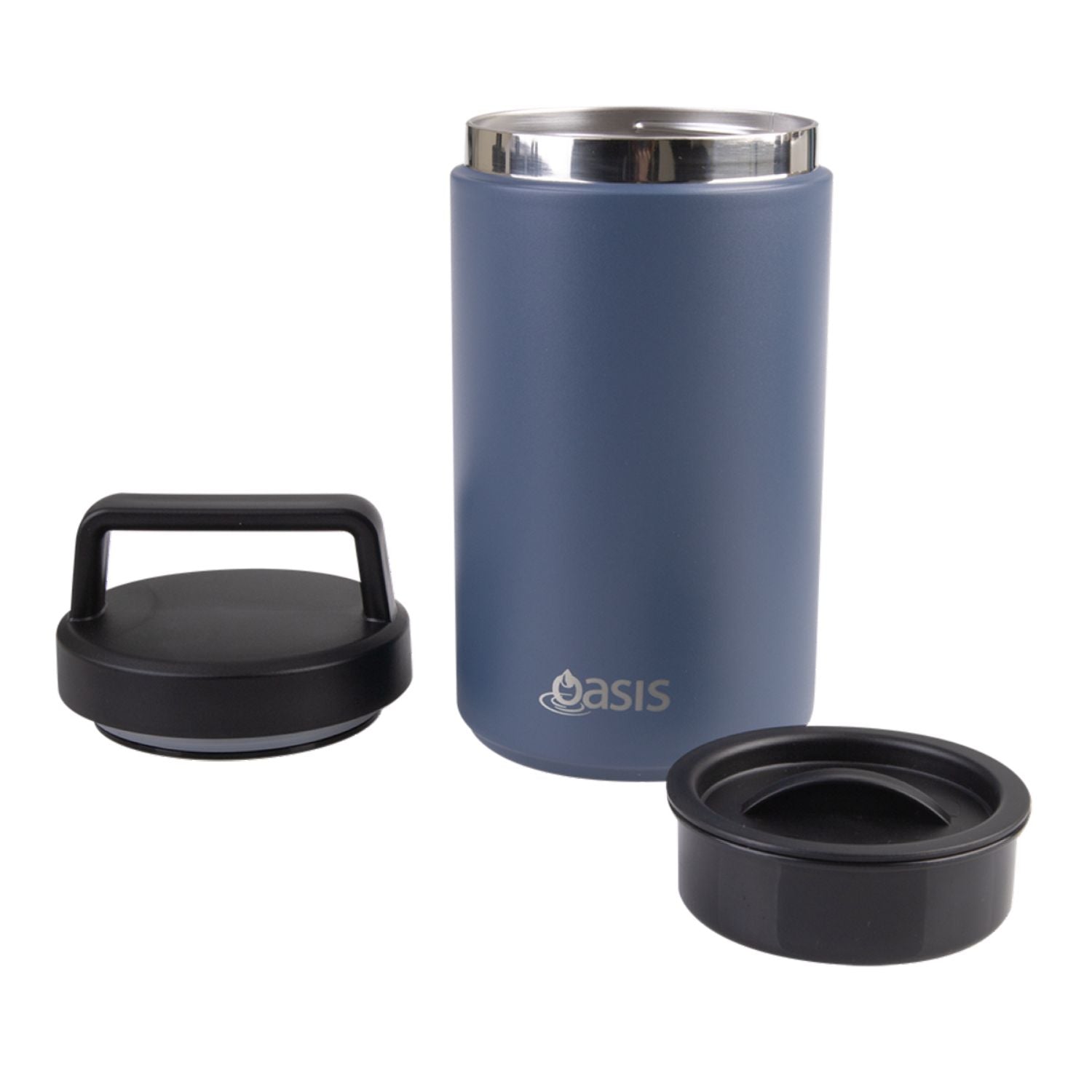 Oasis Stainless Steel Insulated Dual Compartment Food Flask with Handle 700ML - Indigo
