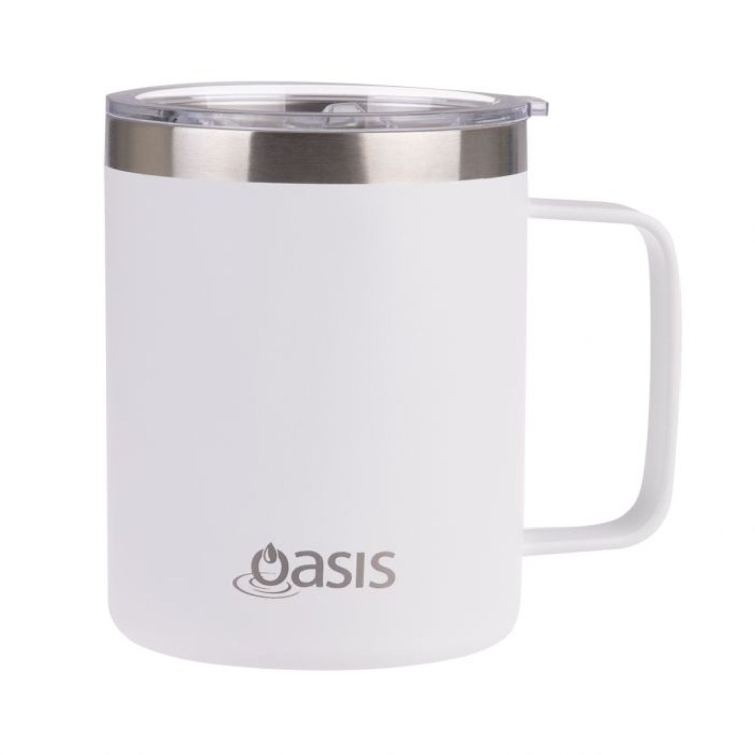 Oasis Stainless Steel Insulated Mug with Lid 400ML - White