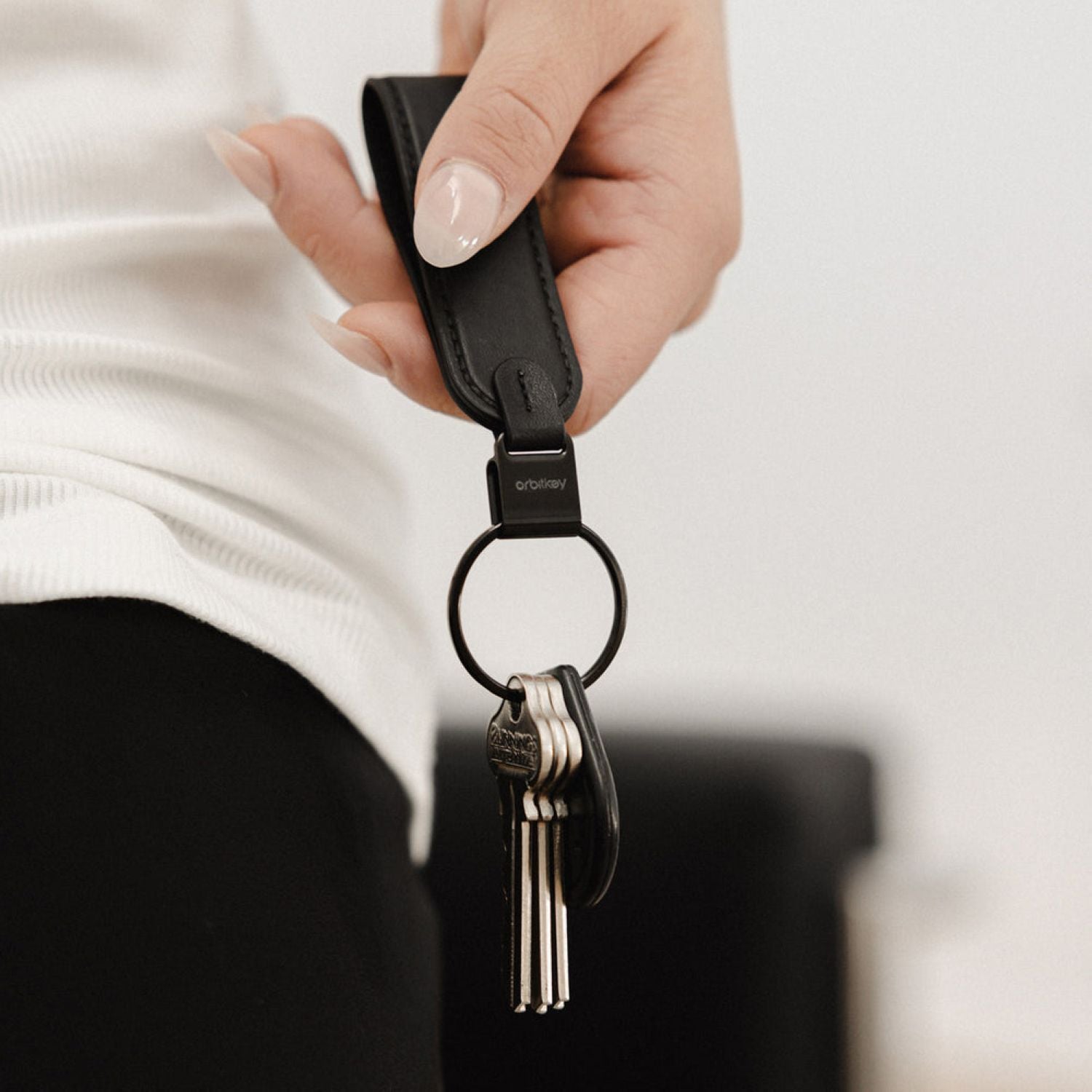 Orbitkey Leather Loop Keychain (Black)
