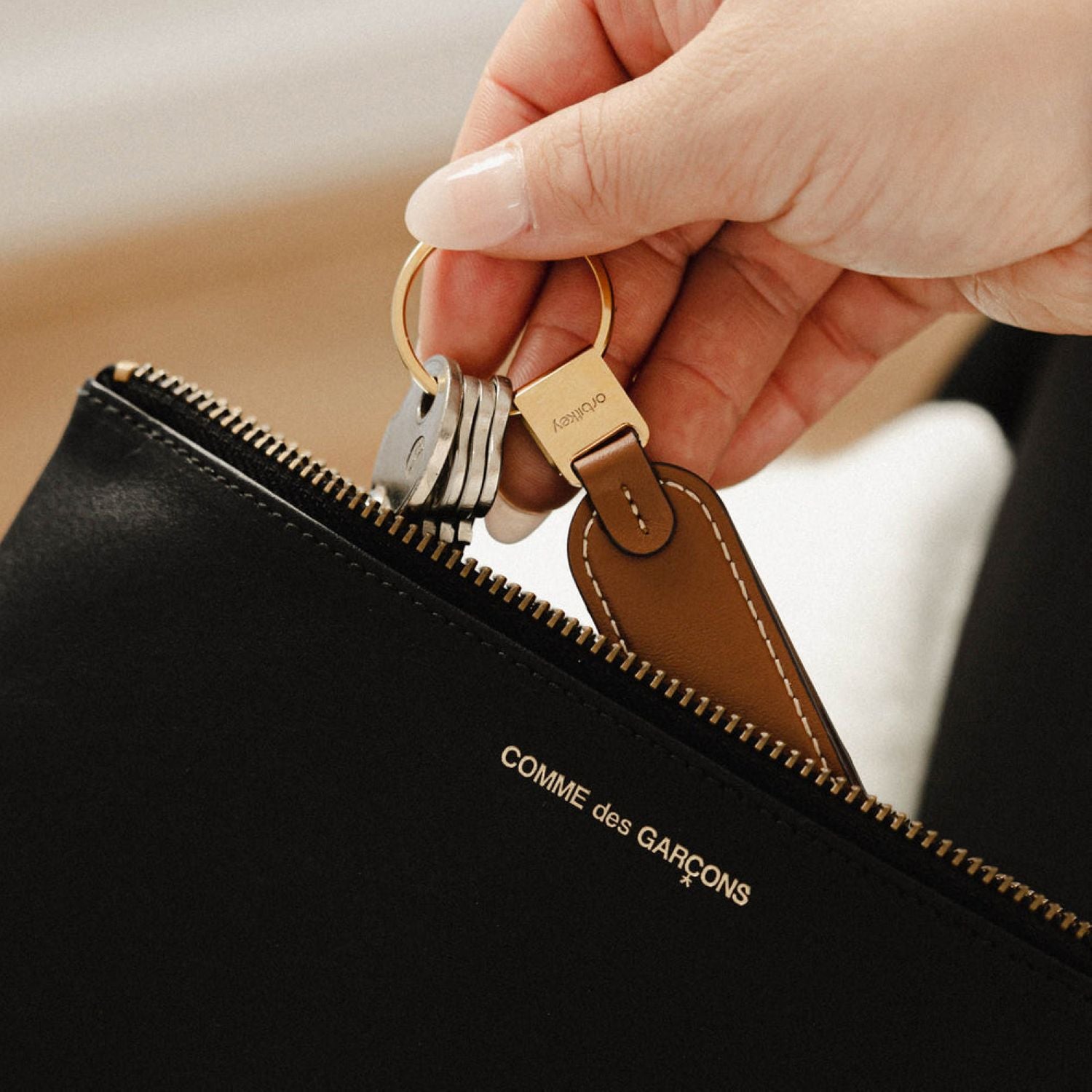 Orbitkey Leather Loop Keychain (Caramel)