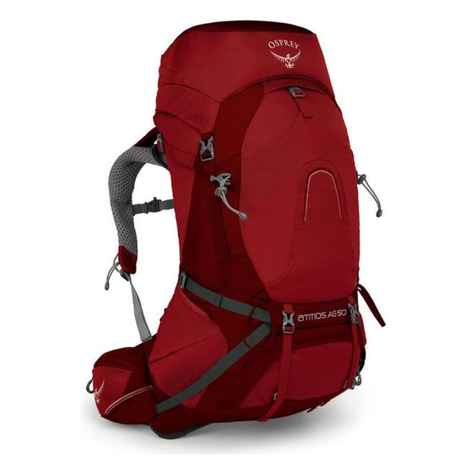 Osprey Atmos AG 50 Backpack with Raincover - Medium - Men's Backpacking (Rigby Red)
