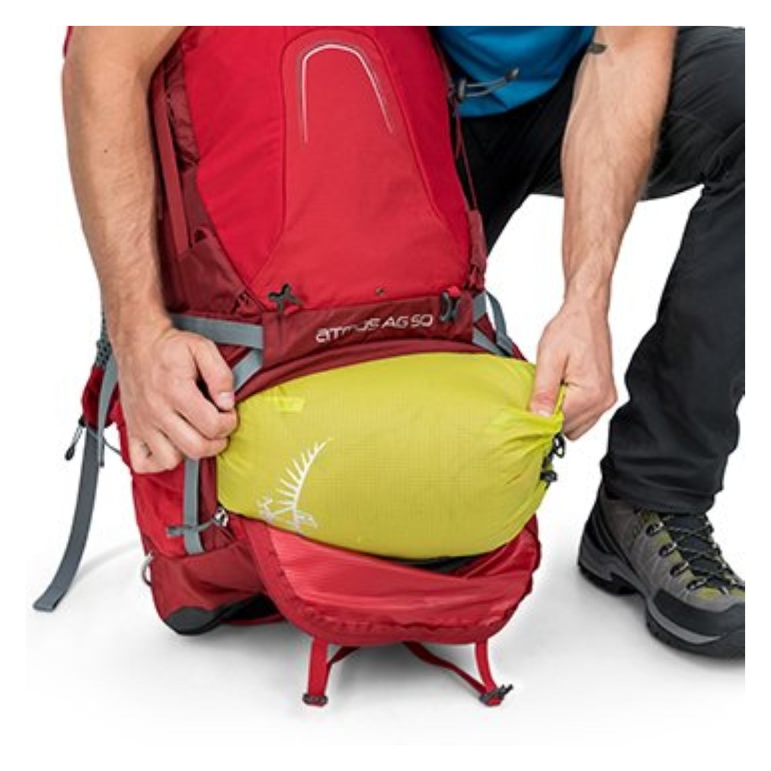 Osprey Atmos AG 50 Backpack with Raincover - Large - Men's Backpacking (Unity Blue)