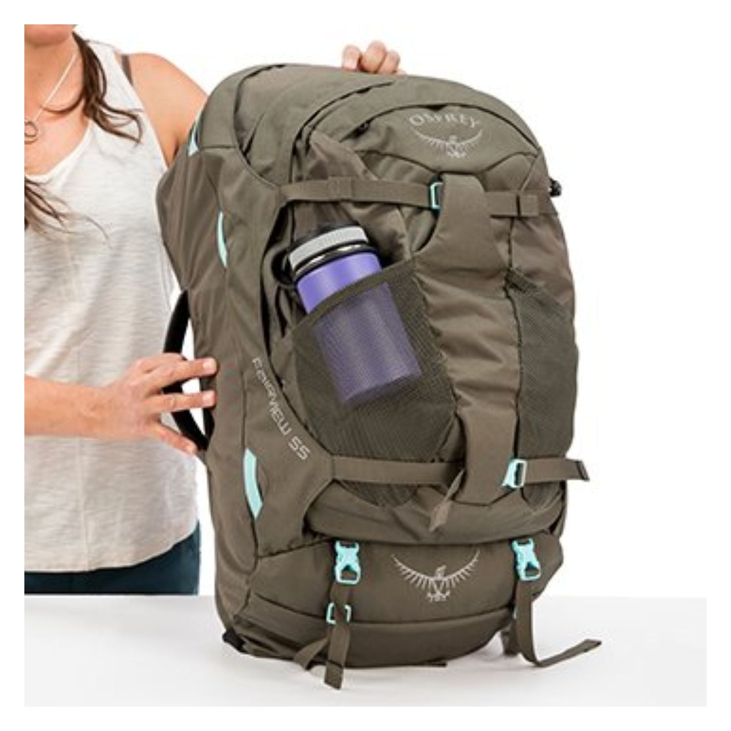 Osprey Fairview Travel Pack 55 Backpack - Extra Small/Small -  Women's Travel - Trekking (Rainforest Green)
