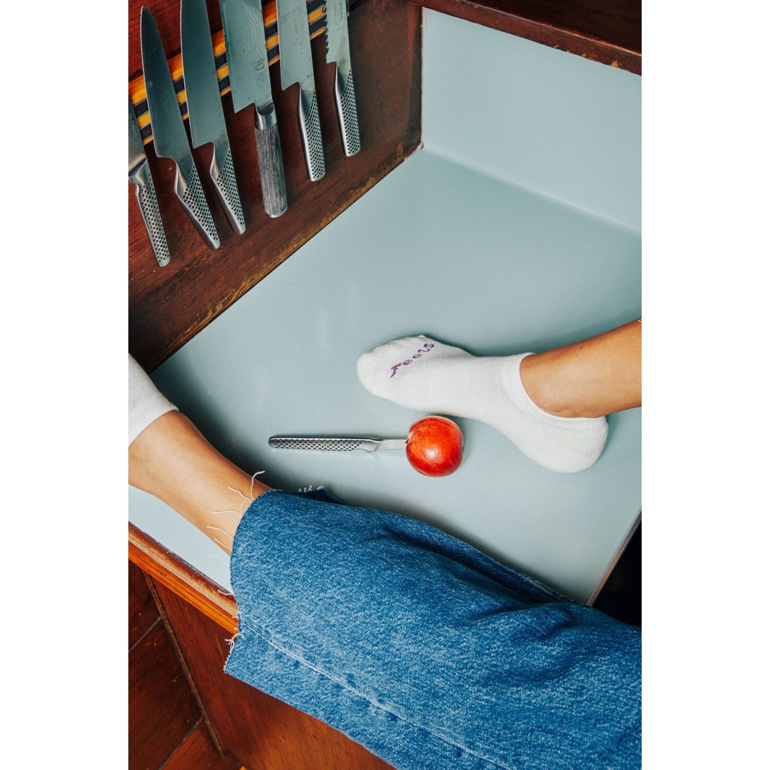 Paire Merino Wool-Blend Ankle Sock (Stormy Blue) - L