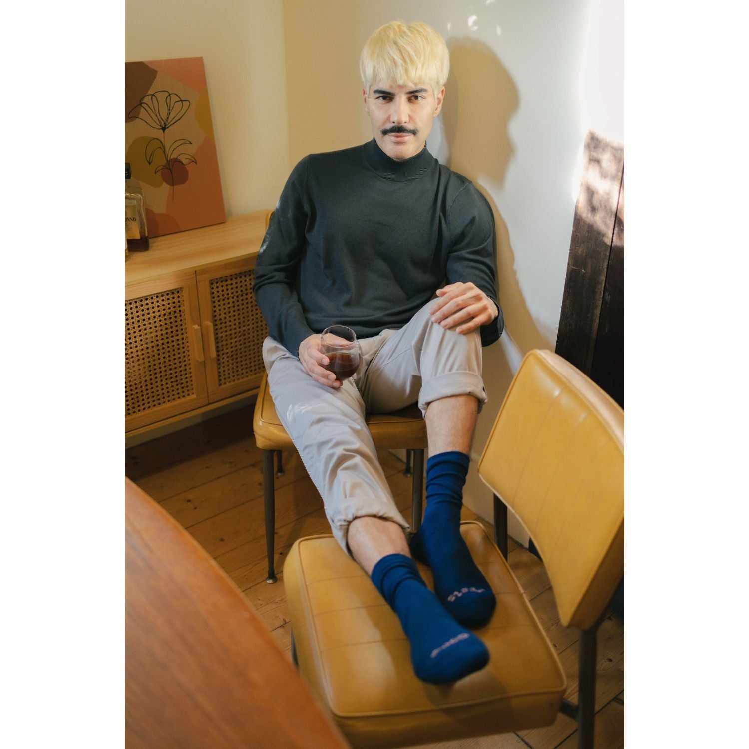 Paire Merino Wool-Blend Loose Top Calf Sock (Black) - L
