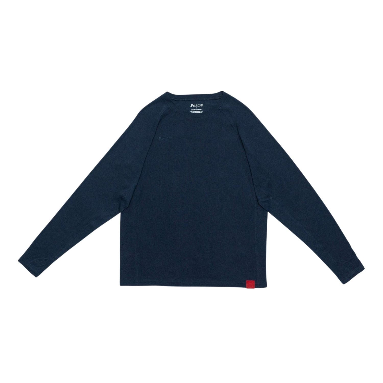 Paire Merino Wool-Blend Unisex Long Sleeve T-Shirt (Navy) - M