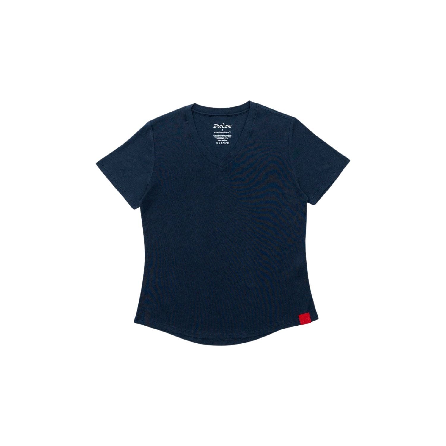 Paire Women's Merino Wool-Blend V-Neck T-Shirt (Navy) - S