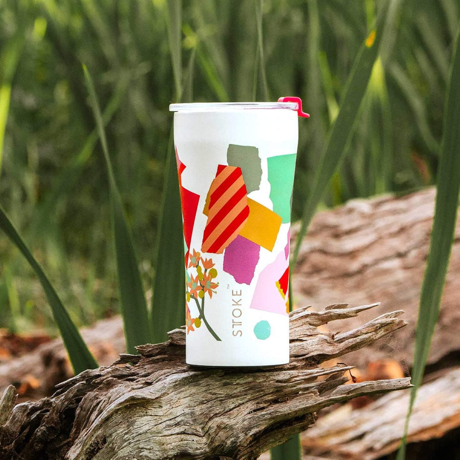 STTOKE Leah Summer Blooms Leakproof Ceramic Insulated Cup 16oz - White