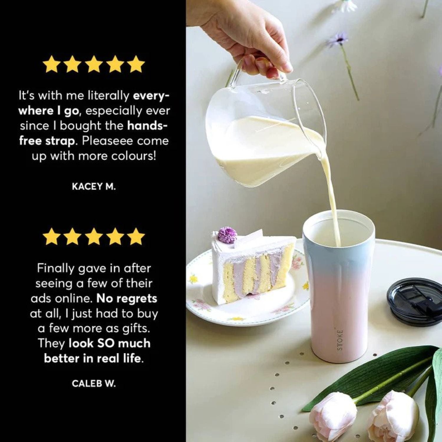 STTOKE Flow Leakproof Ceramic Insulated Cup 16oz - Sky Blush