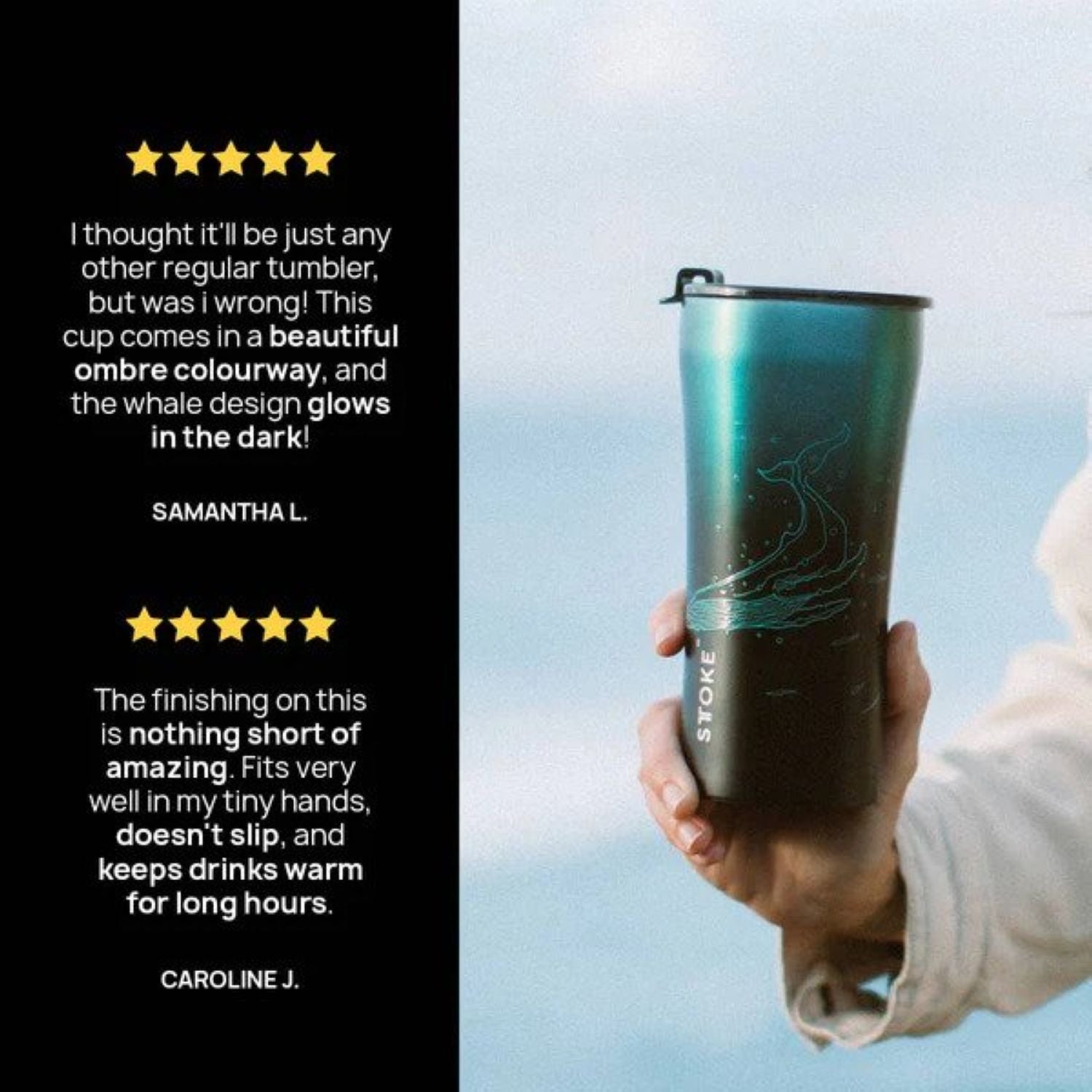 STTOKE Limited Edition Leakproof Ombre Ocean Insulated Cup 12oz - Whale