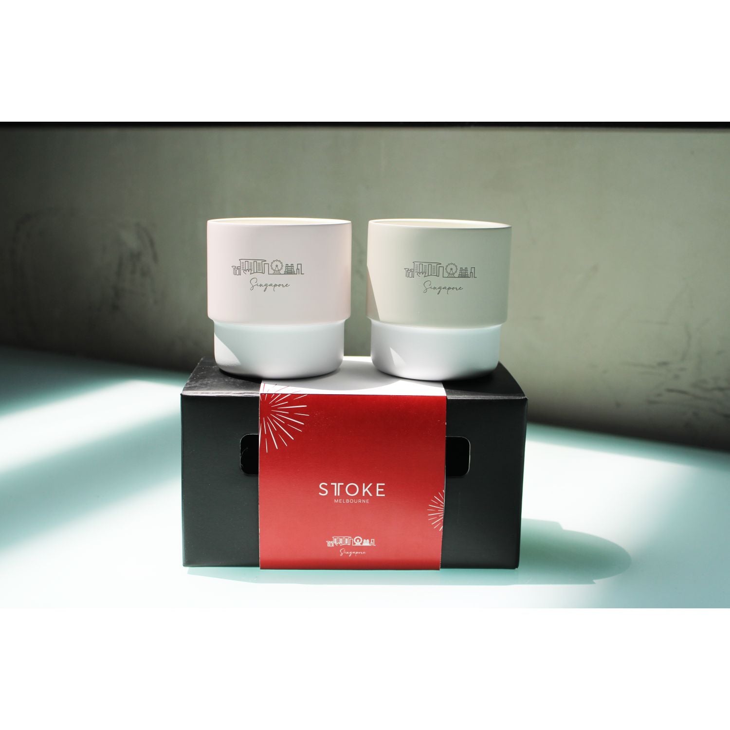 STTOKE Swirl Home Cup 7oz - Singapore (Champagne Grey / Raspberry Rose)