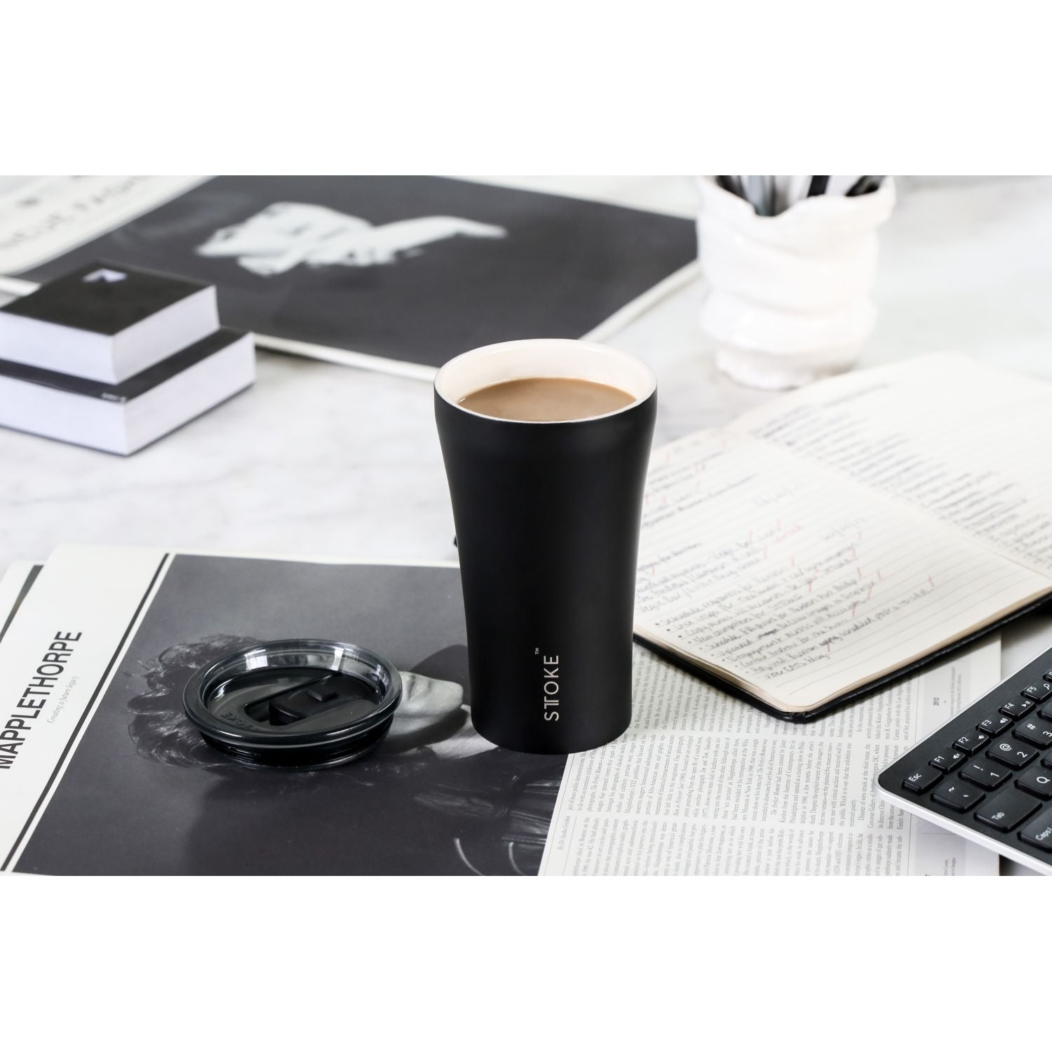 STTOKE Leakproof Classic Ceramic Insulated Cup 12oz - Luxe Black