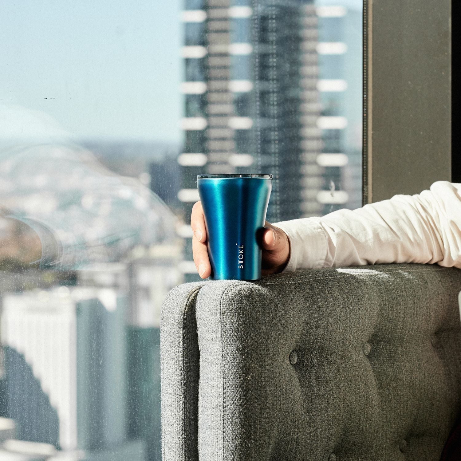 STTOKE Limited Edition Insulated Ceramic Cup 12oz - Steel Blue