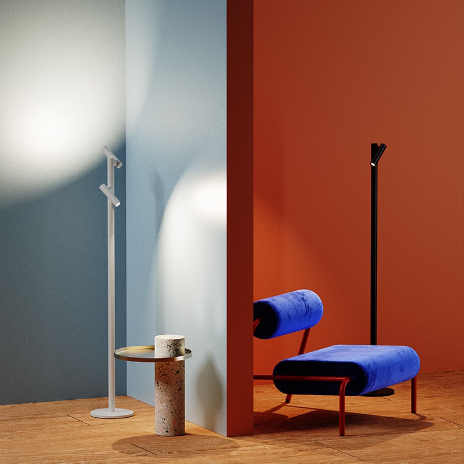 Ubiqua Zoom Twin Floor With 140/256 Lumens - 2.2W 3.7V Power (Black)