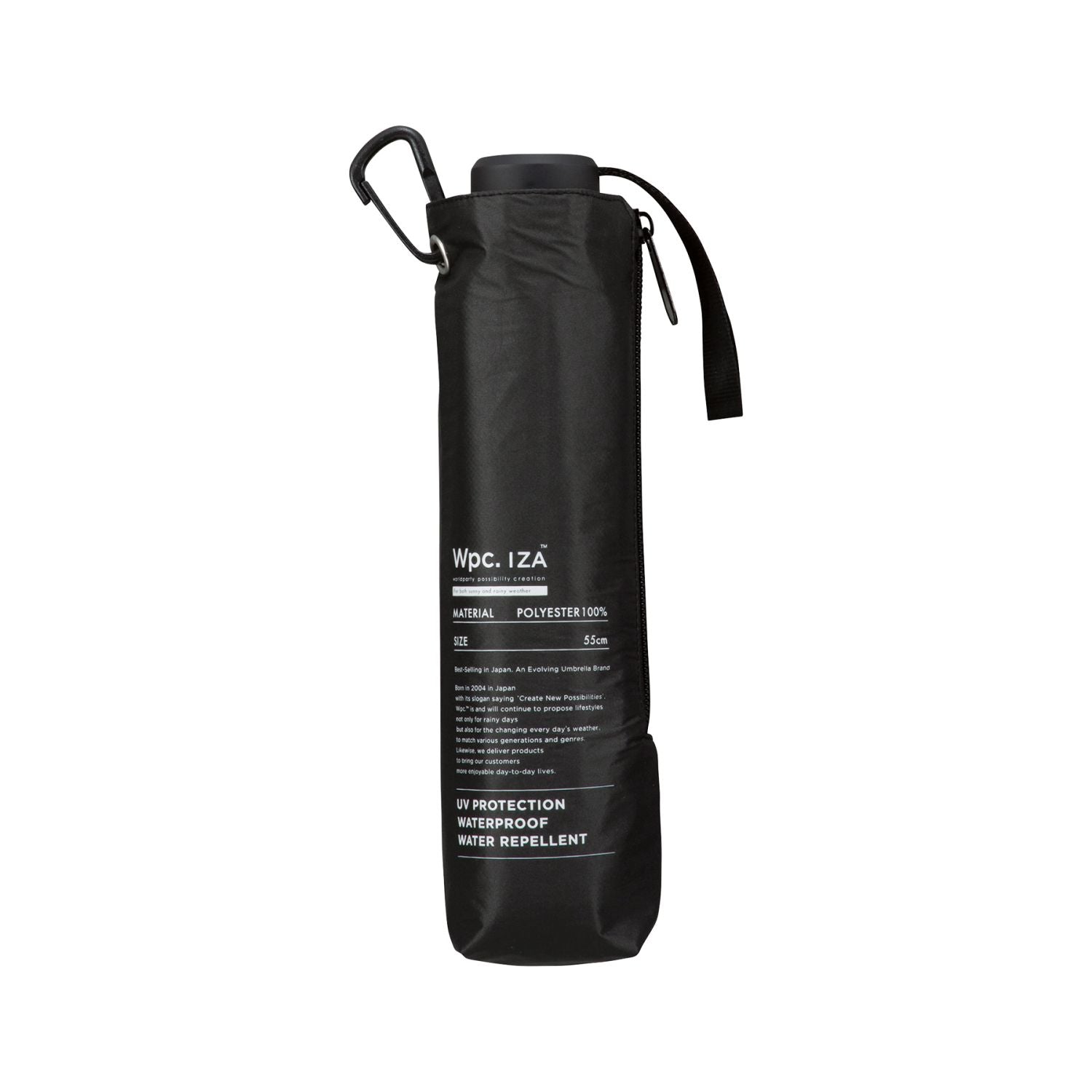 WPC IZA Wind Resistance UV Protection UPF 50+ Men's Umbrella 55cm (Black)